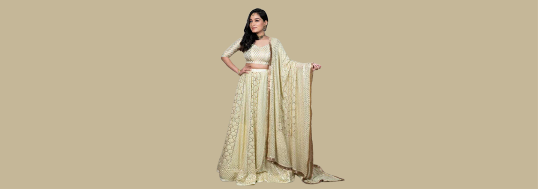 Get a Beautiful Lucknowi Chikankari Lehenga from Dhaaga