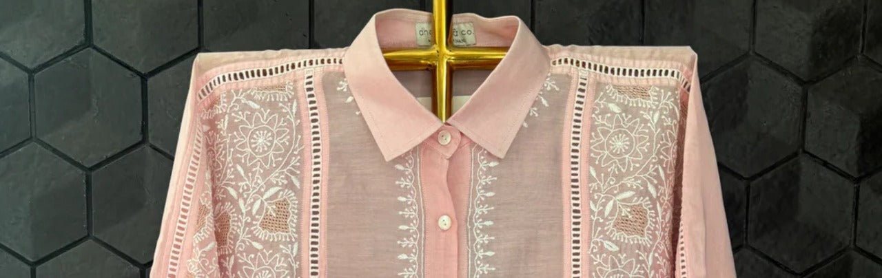 chikankari organza shirt