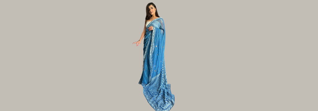 Elegance Redefined: Georgette Chikankari Saree by Dhaaga