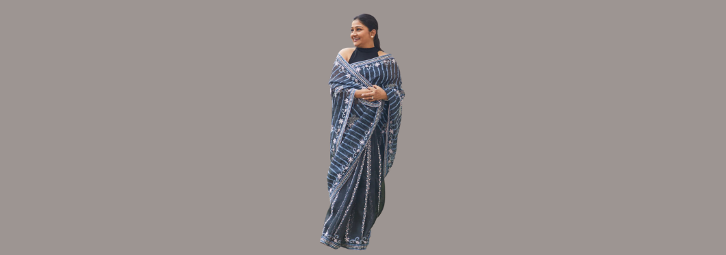 Elegance Reinvented: Dhaaga's Beautiful Chikankari Saree