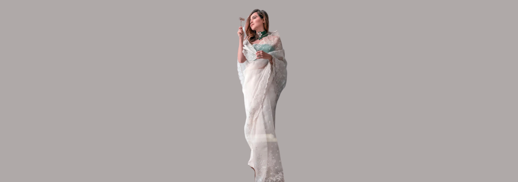 Explore Beautiful Chikankari Saree by Dhaaga