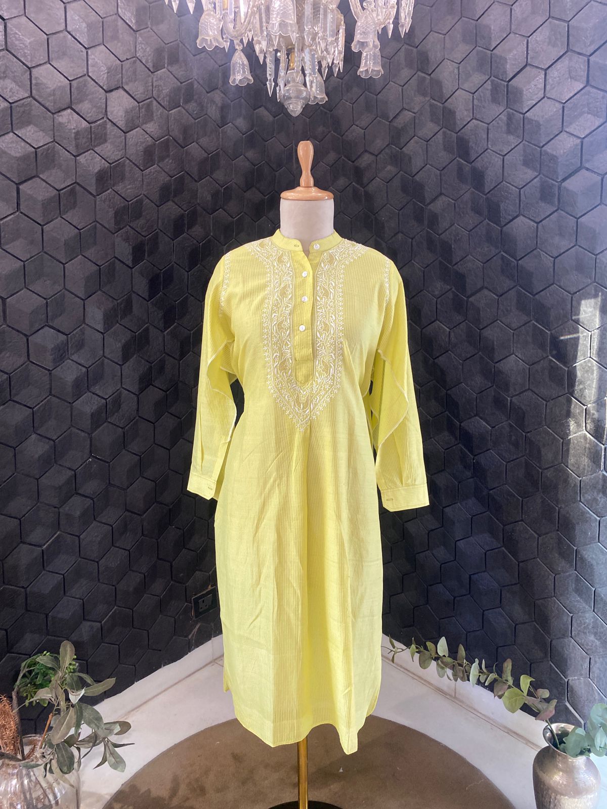 Lemon Yellow Chikankari Kurta