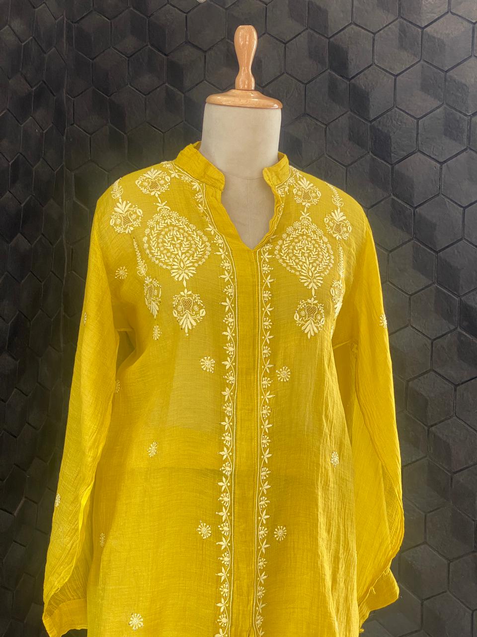 Yellow Tissue Chikankari  Co-ord Set