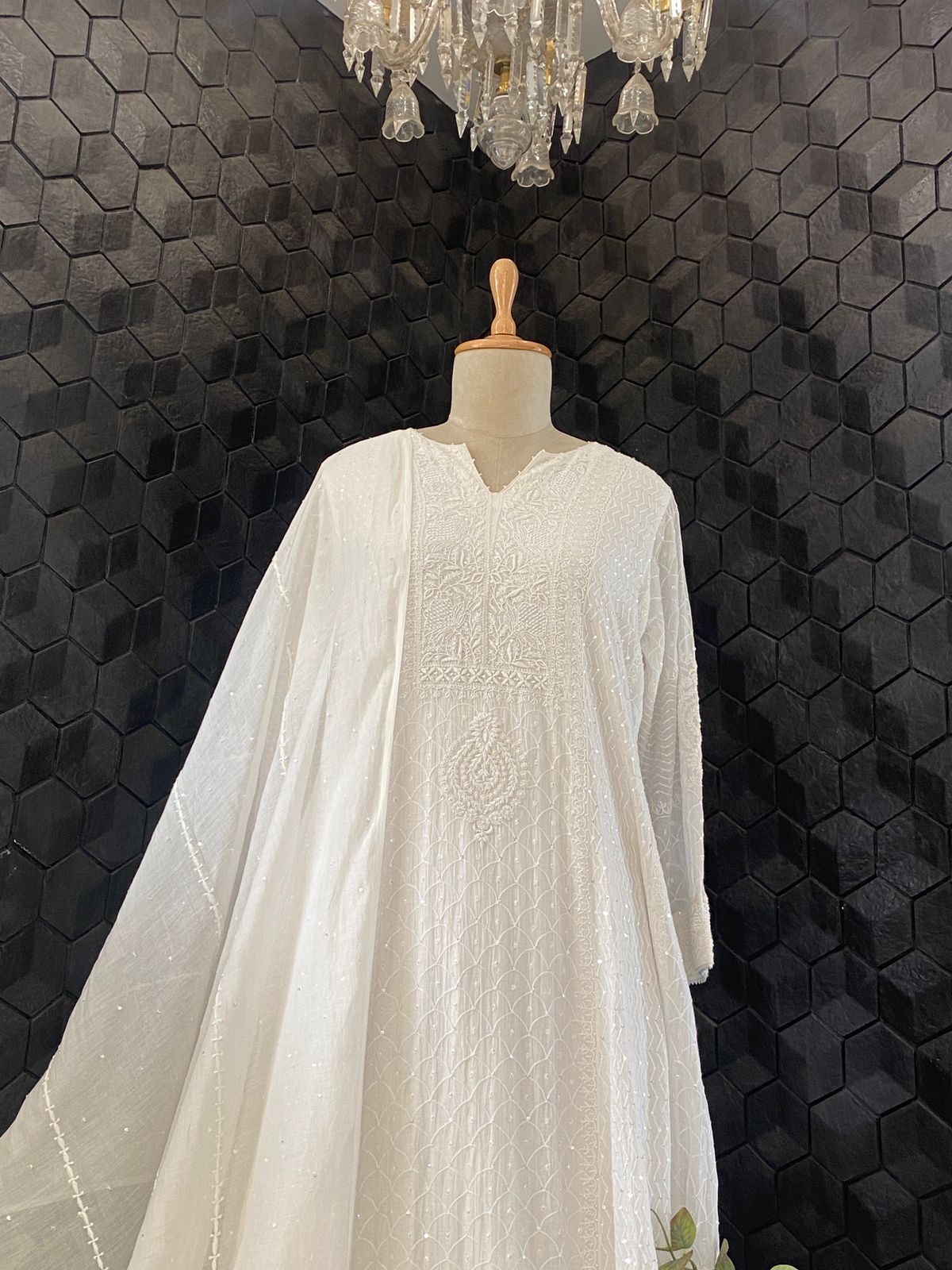 Pure White Mul Chanderi Chikankari Kurta Set