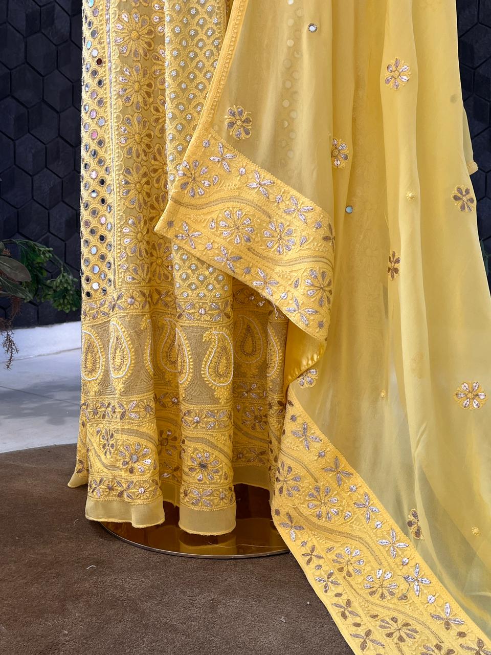 Yellow Viscose Anarkali Suit