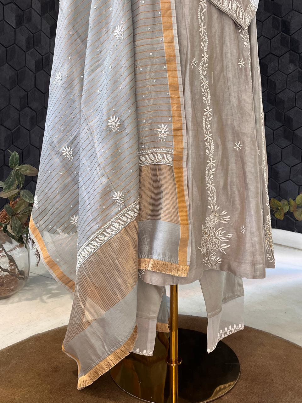 Grey A-line Striped Tissue