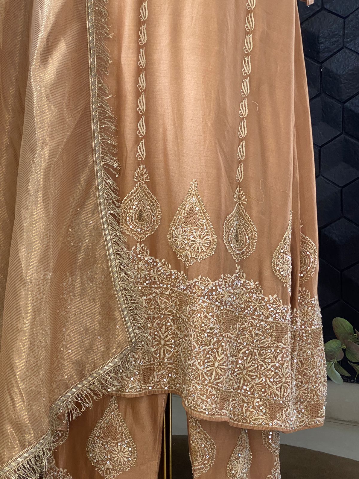 Brown Chanderi Suit Set