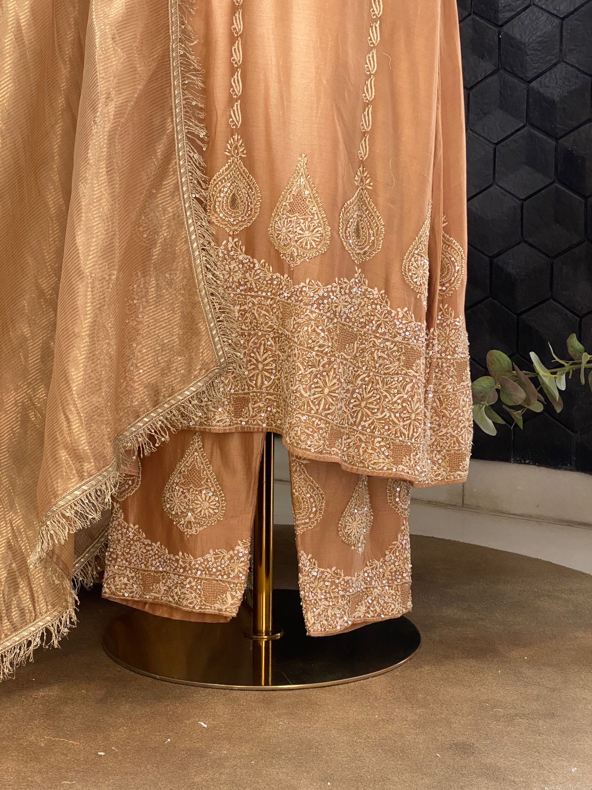 Brown Chanderi Suit Set