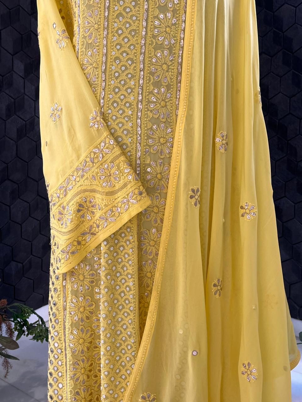 Yellow Viscose Anarkali Suit