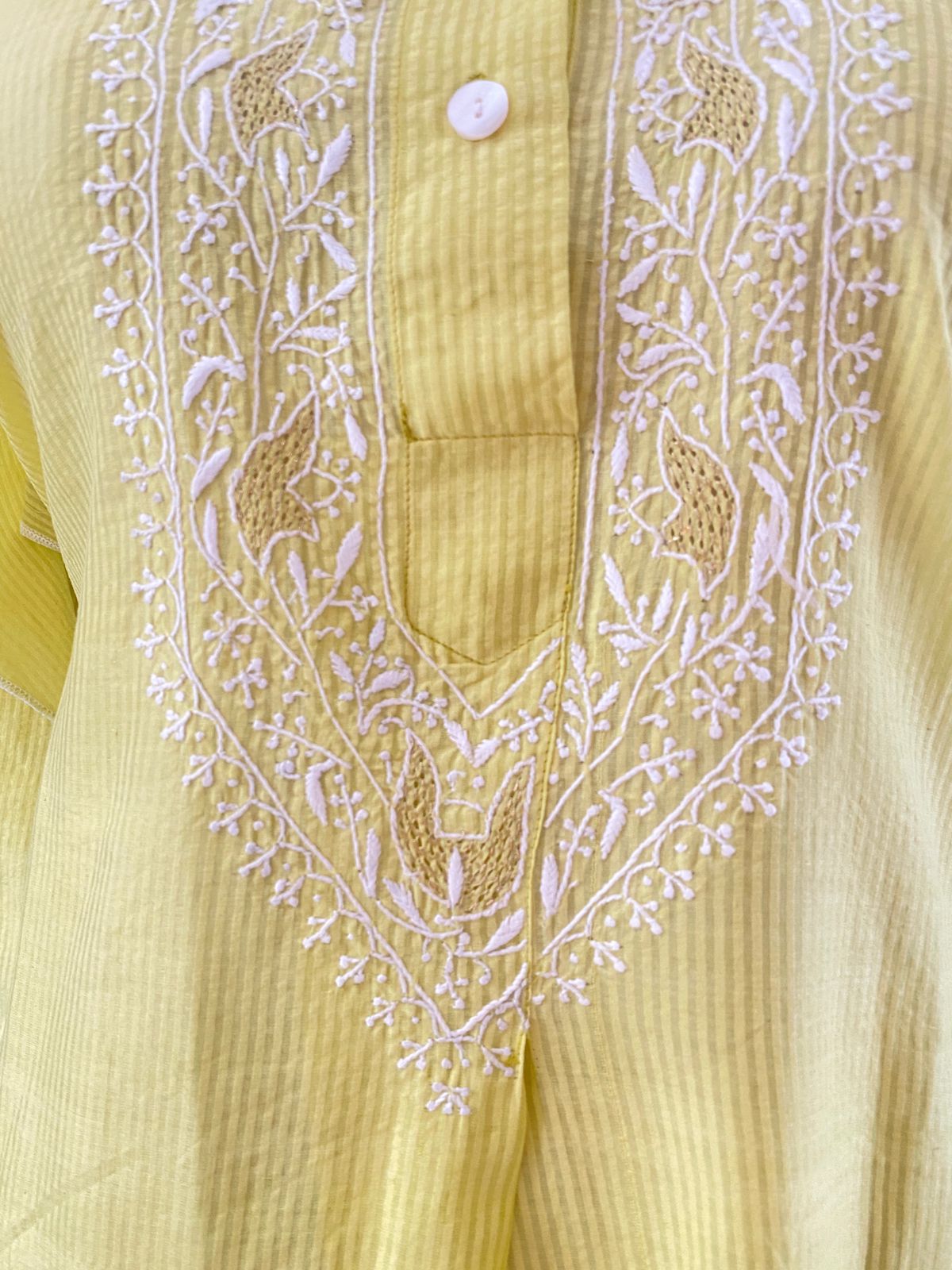 Lemon Yellow Chikankari Kurta