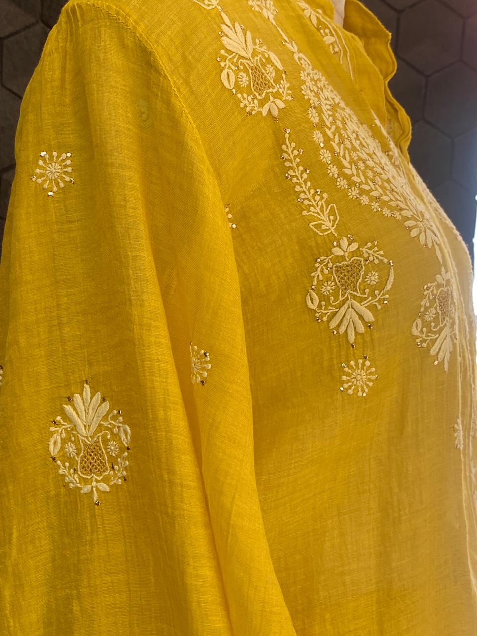 Yellow Tissue Chikankari  Co-ord Set