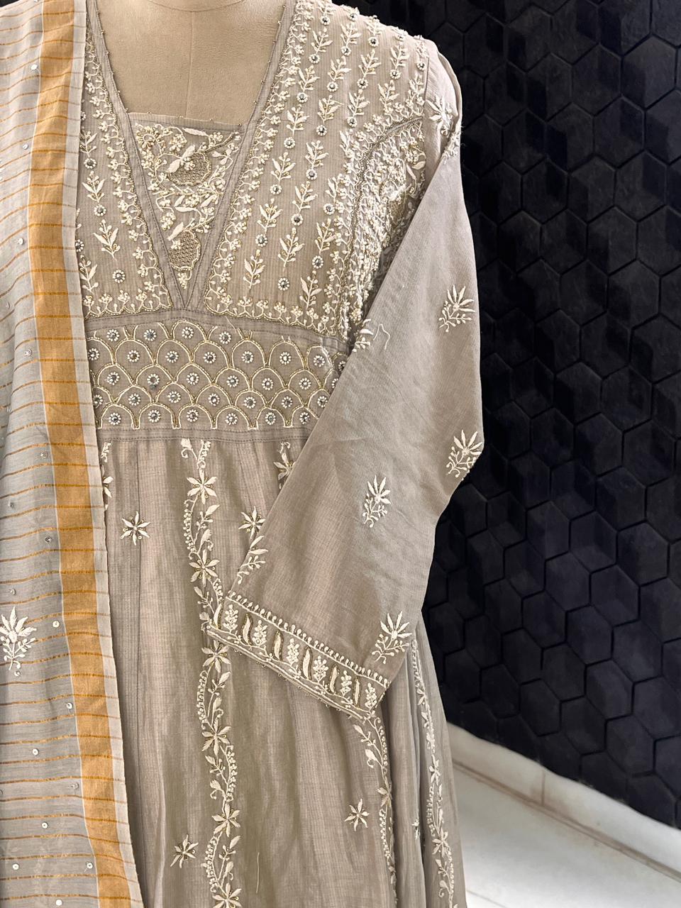 Grey A-line Striped Tissue