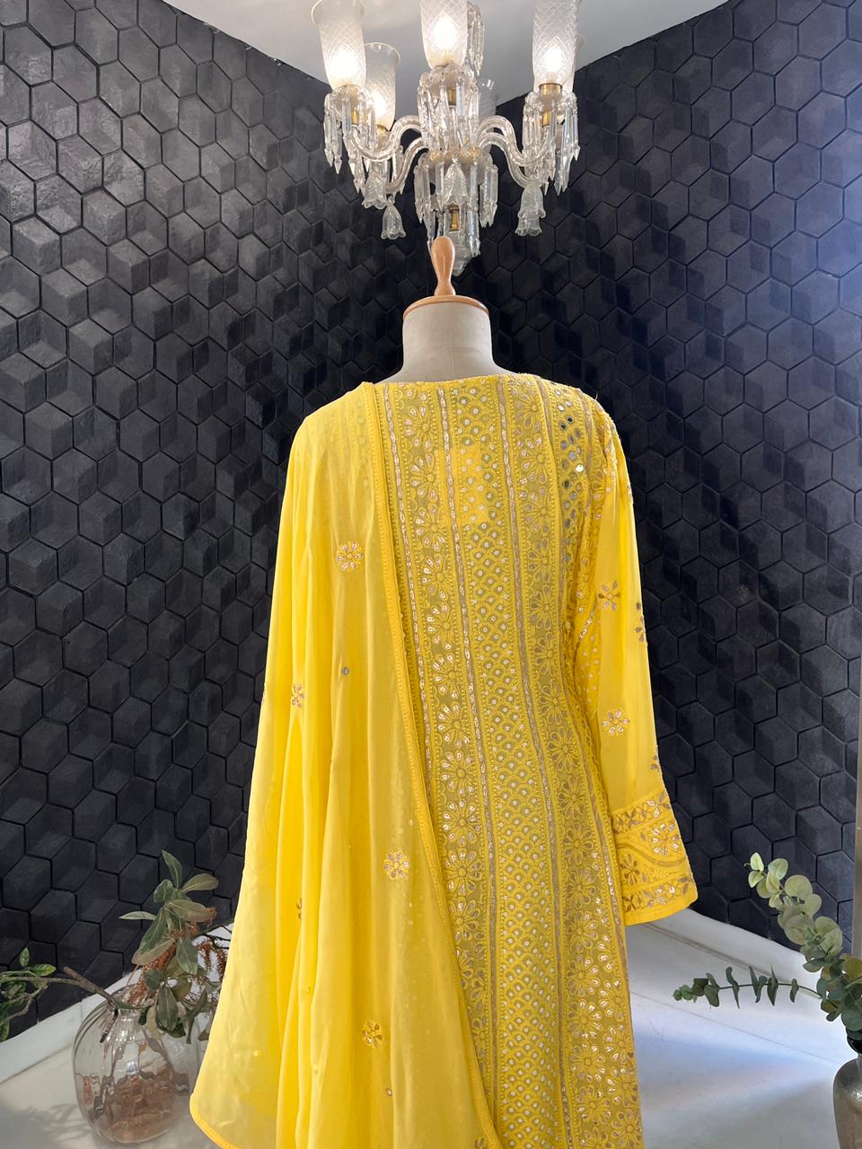 Yellow Viscose Anarkali Suit