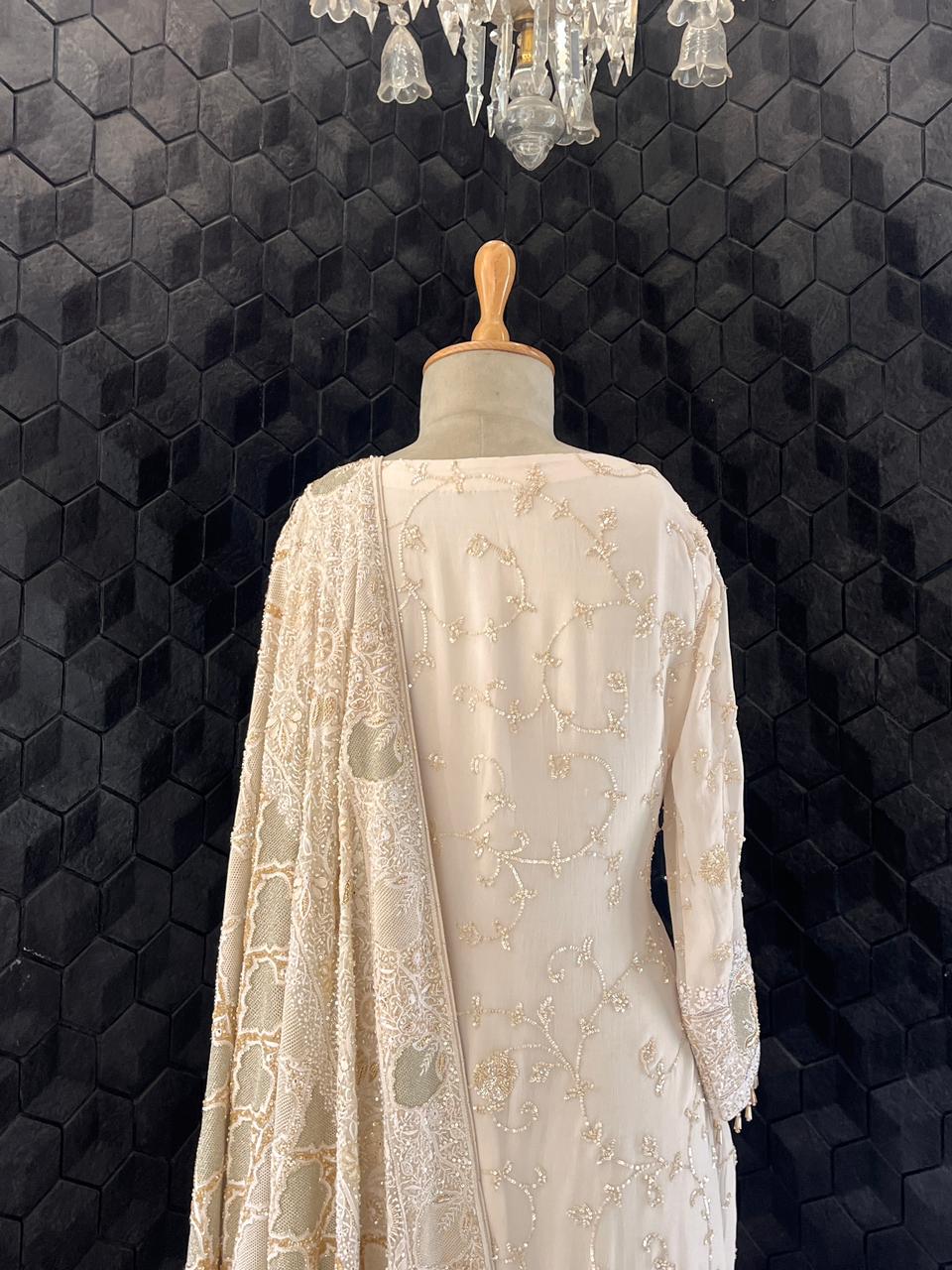 Ivory Gold Georgette Suit Set