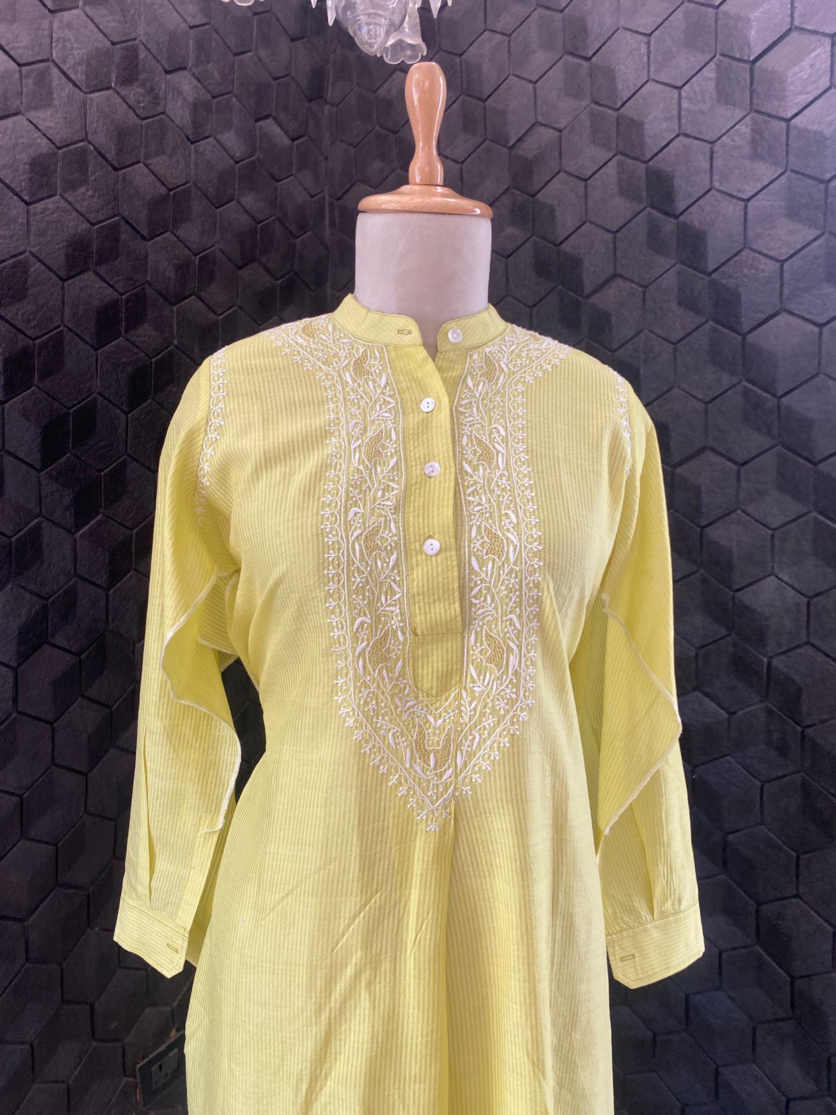 Lemon Yellow Chikankari Kurta