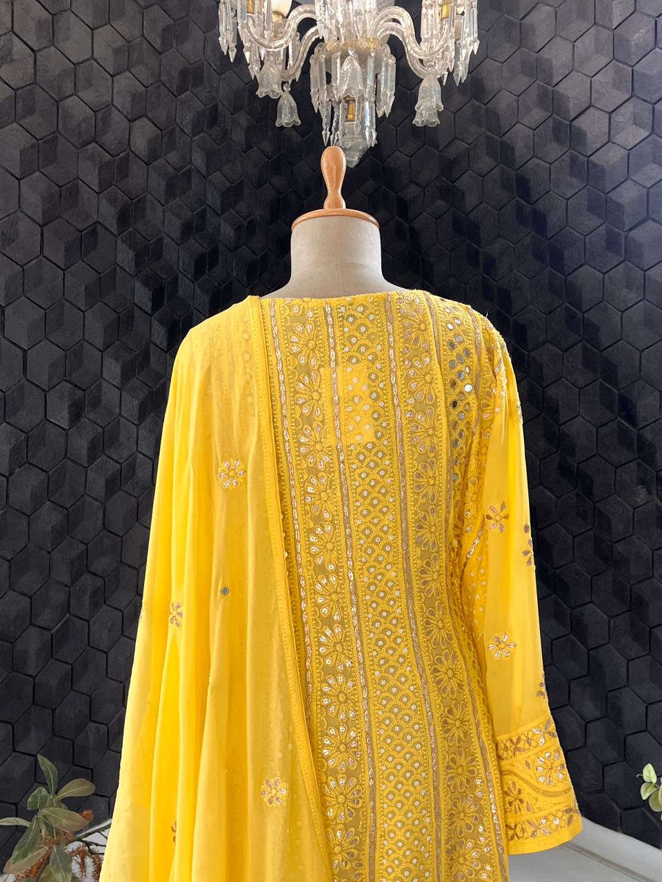 Yellow Viscose Anarkali Suit