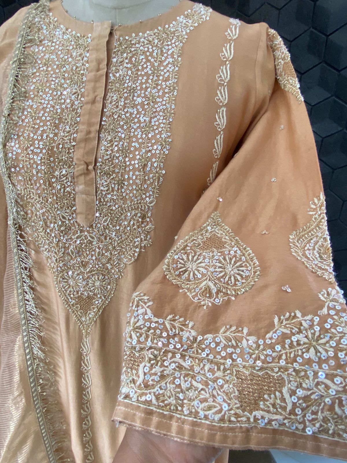 Brown Chanderi Suit Set