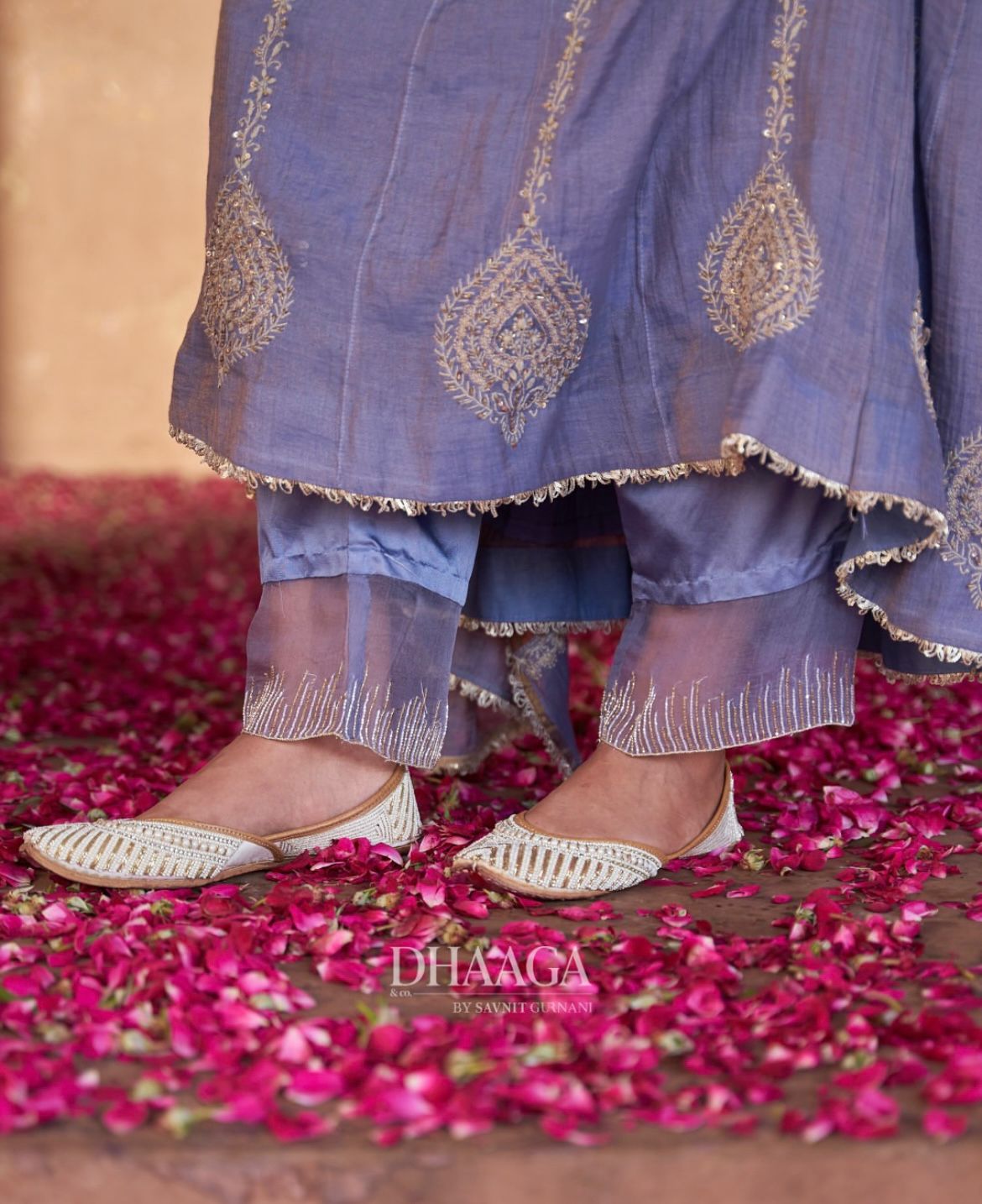 Lavender Tissue Chikankari Anarkali Set