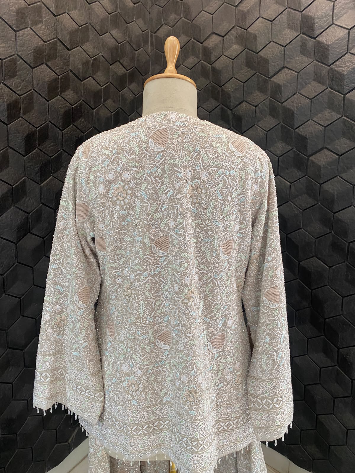 Ivory Georgette Chikankari Sharara Set