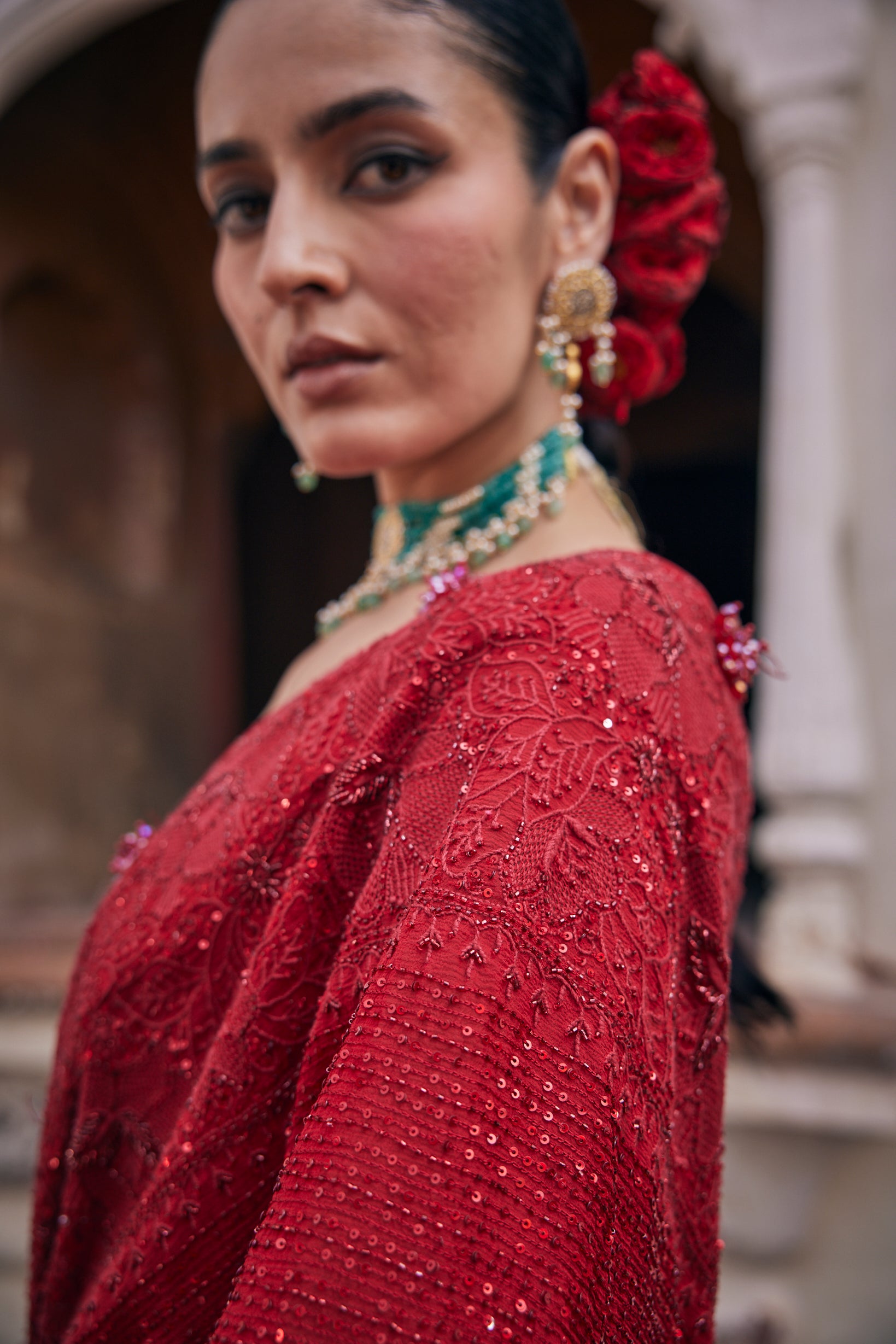 Mahira Saree - Red Georgette Do-Taar Chikankari Saree