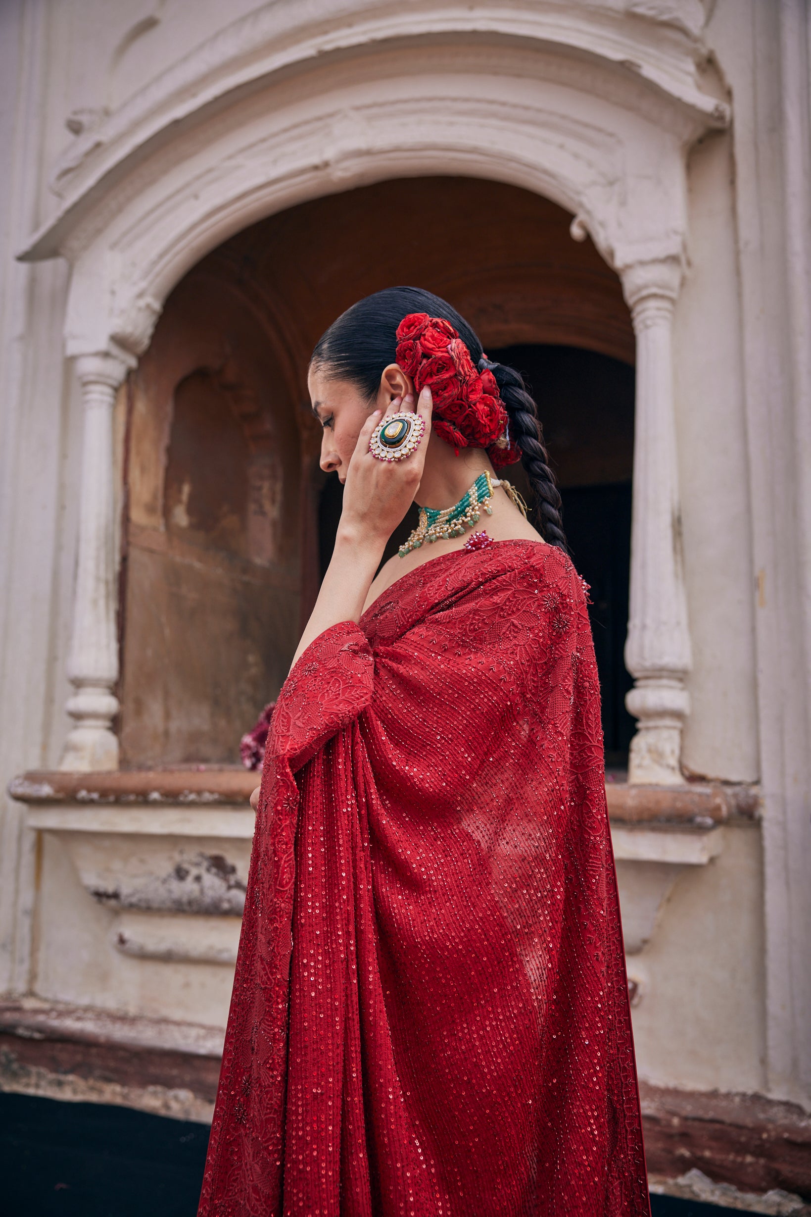 Mahira Saree - Red Georgette Do-Taar Chikankari Saree