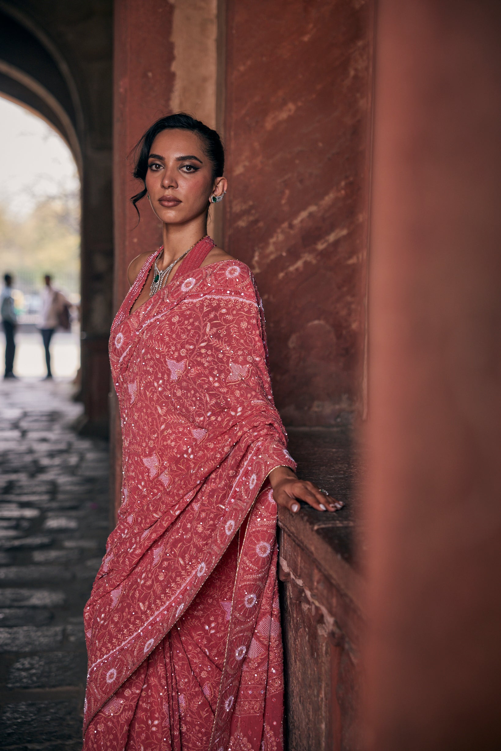 Aayat Saree - Fuchsia Georgette Paisley Boota Saree