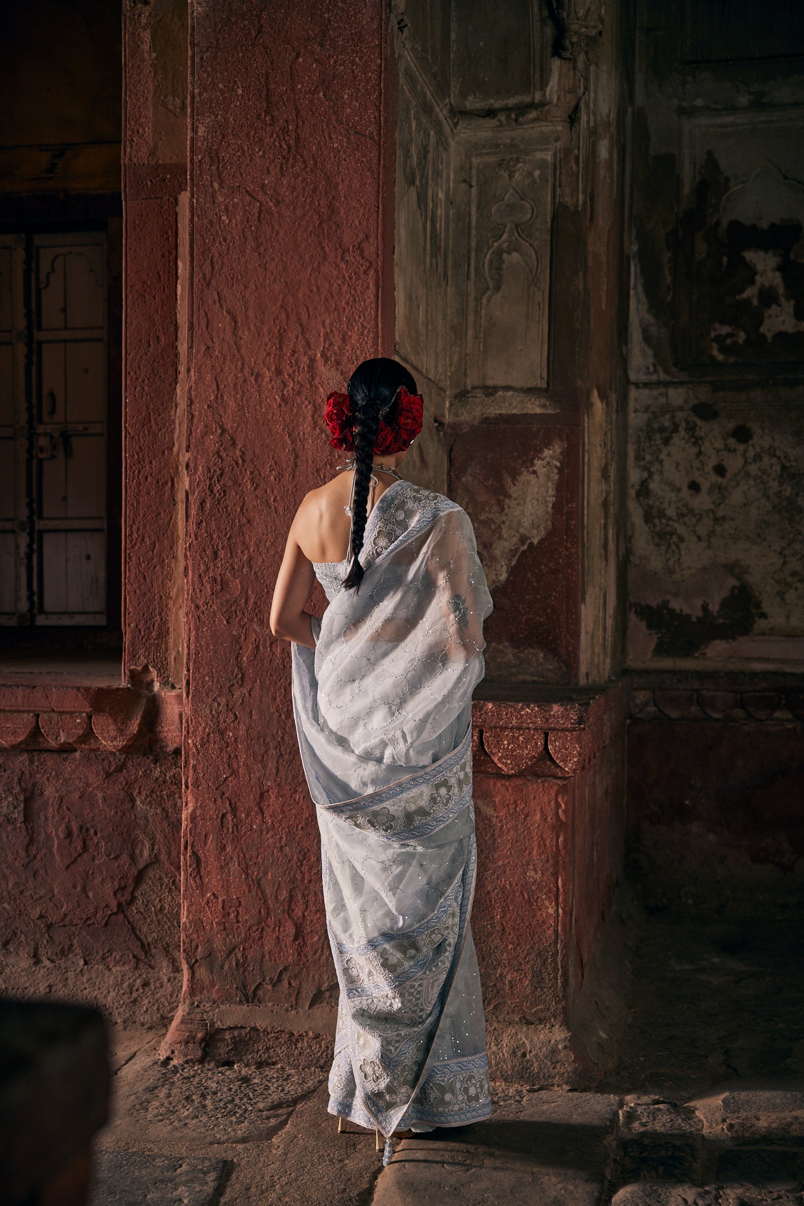 Dariya Saree - Blue Organza Chikankari Saree