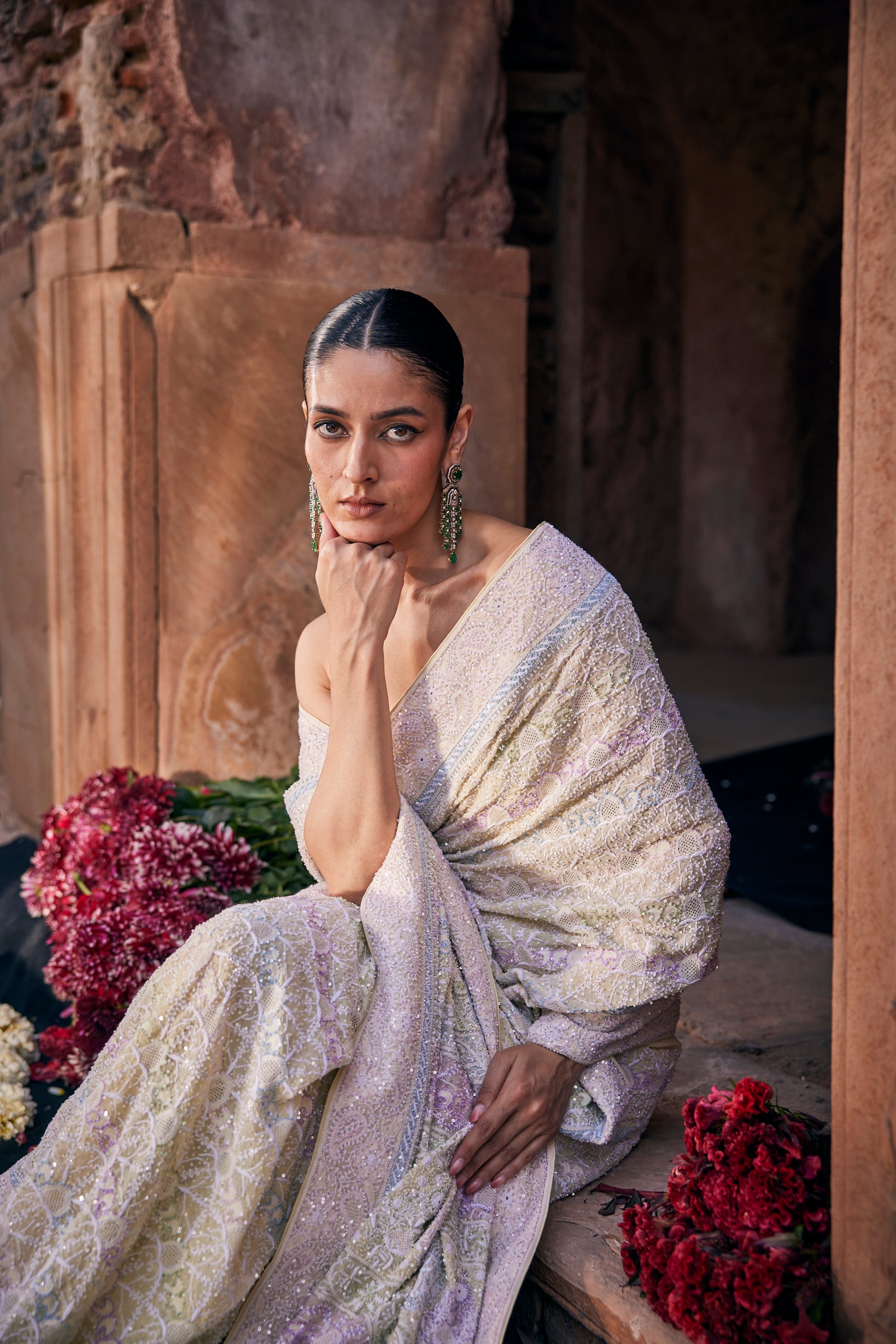 Maya Saree - Yellow Georgette Do - Taar Chikankari Saree