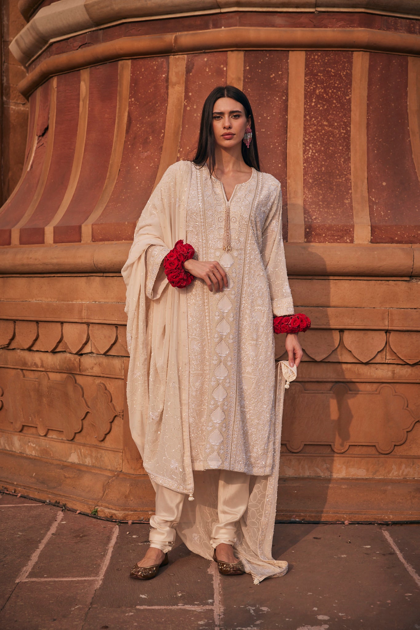 Inara Kurta Set - Front Panel Jaali Chikankari Kurta Set