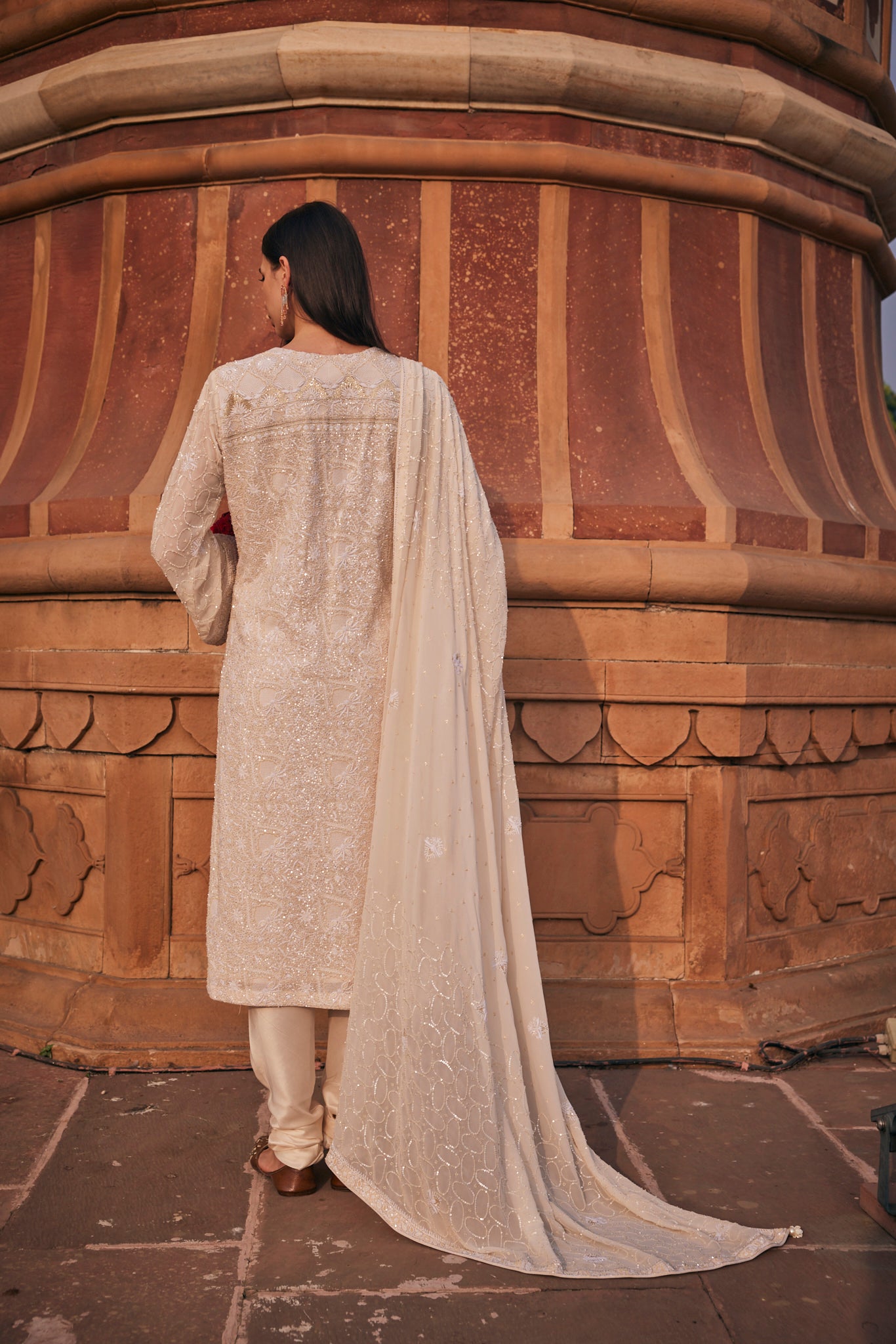 Inara Kurta Set - Front Panel Jaali Chikankari Kurta Set