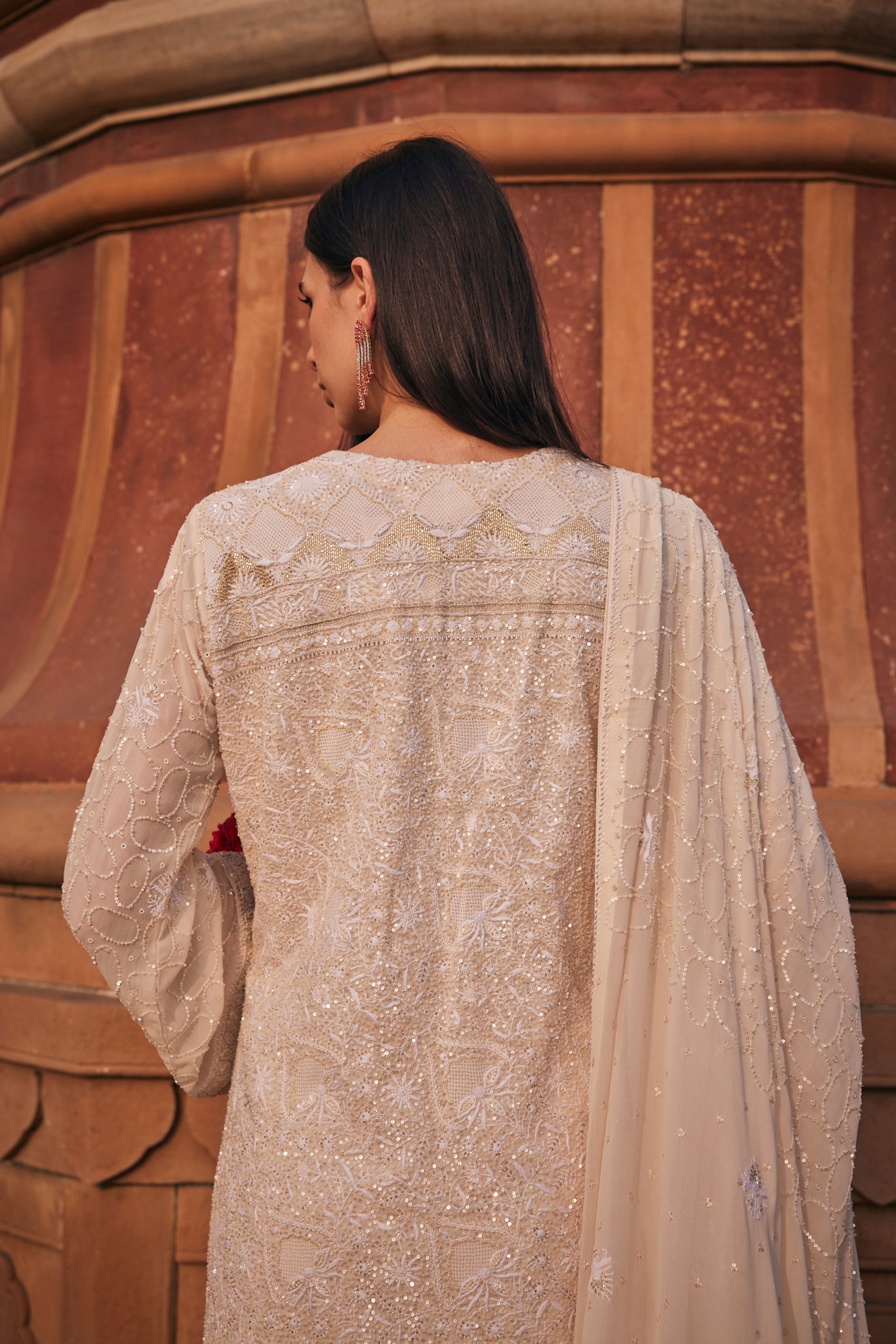 Inara Kurta Set - Front Panel Jaali Chikankari Kurta Set