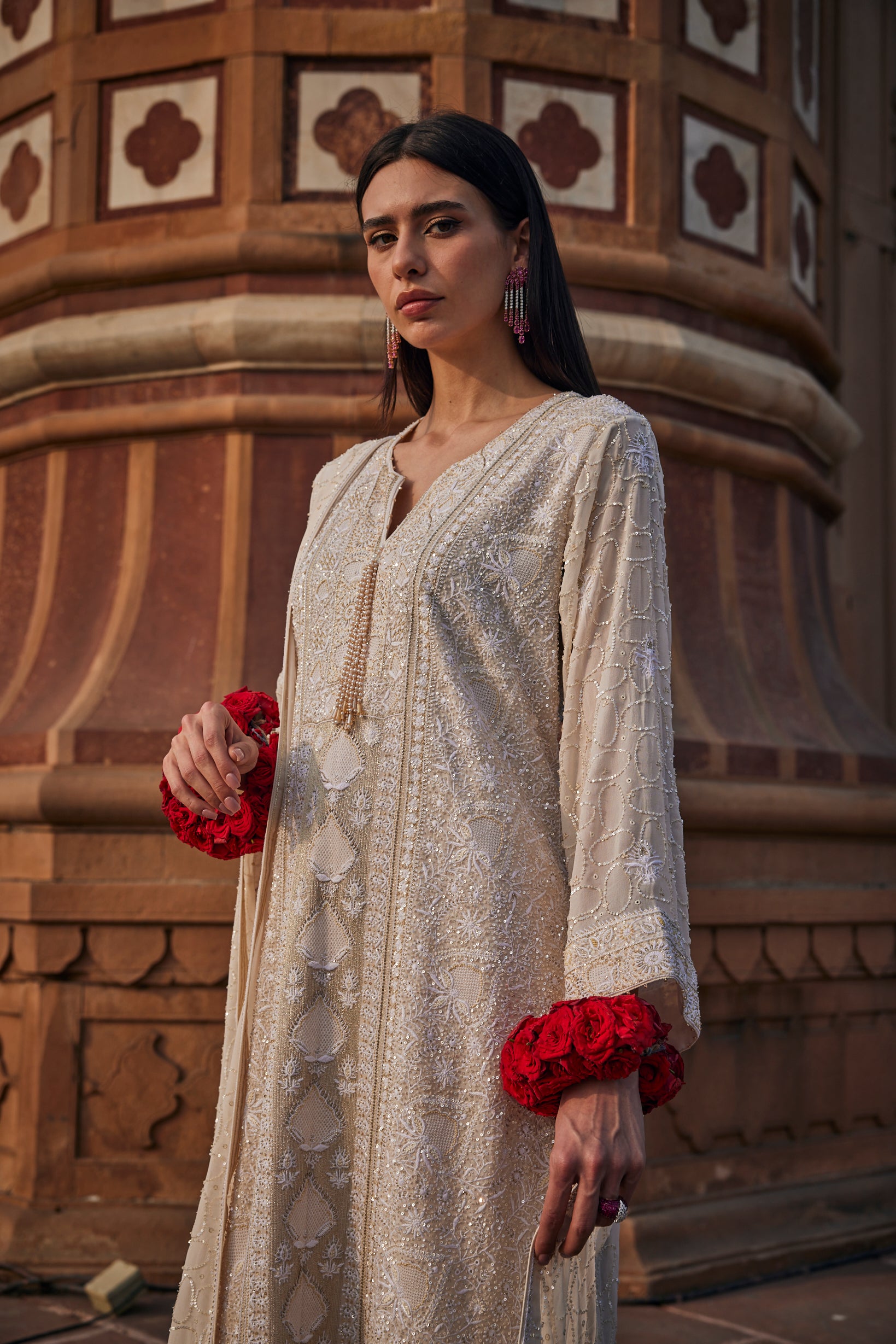 Inara Kurta Set - Front Panel Jaali Chikankari Kurta Set