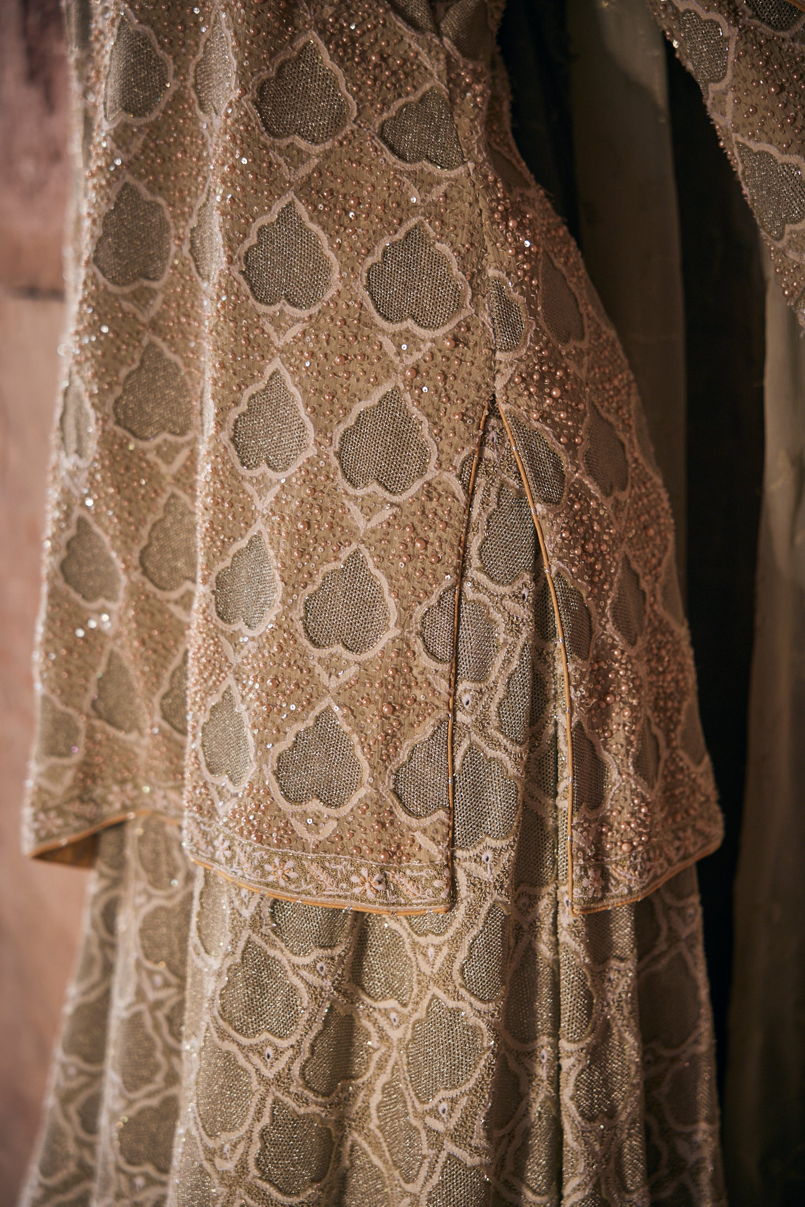 Mehrab Sharara Set - Green Georgette Chikankari Do-Taar Jaali Sharara Set