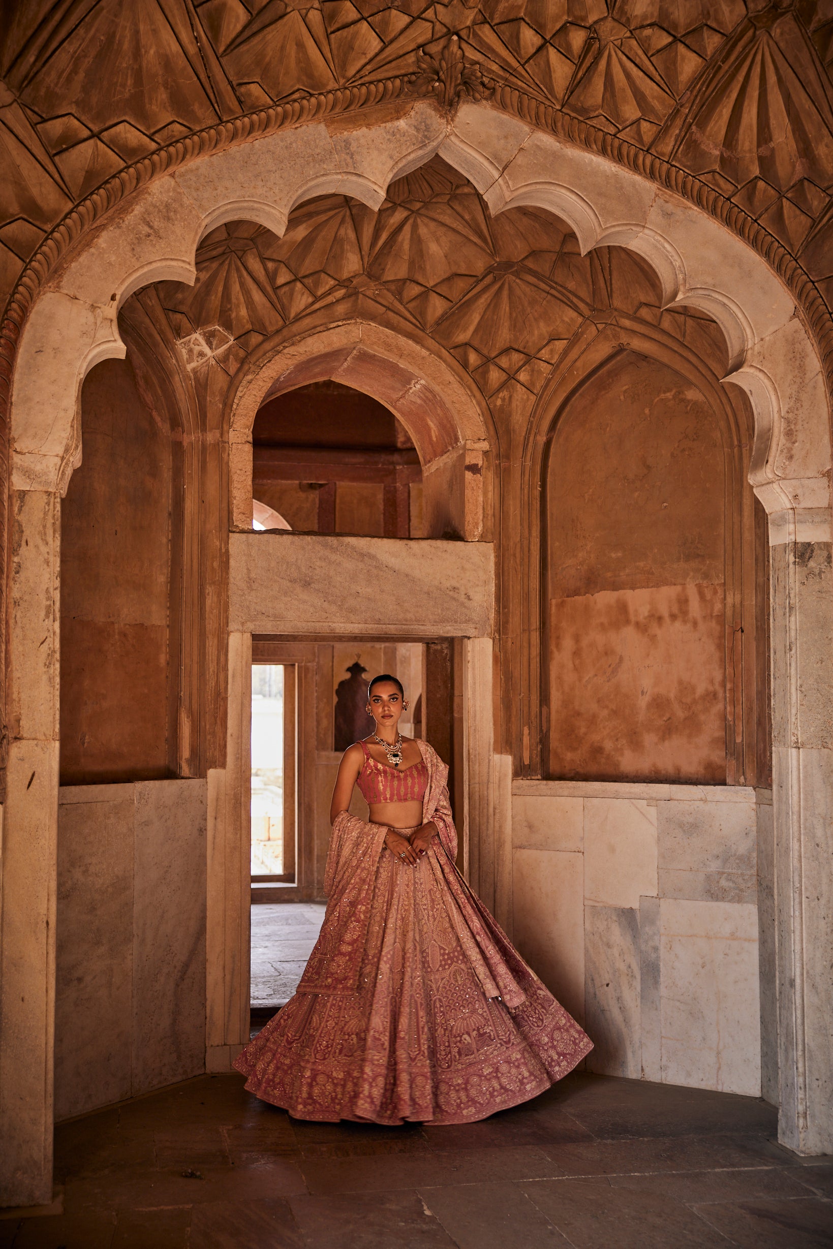 Nazm Lehenga Set - Pink Georgette Ek-taar Lehenga Set