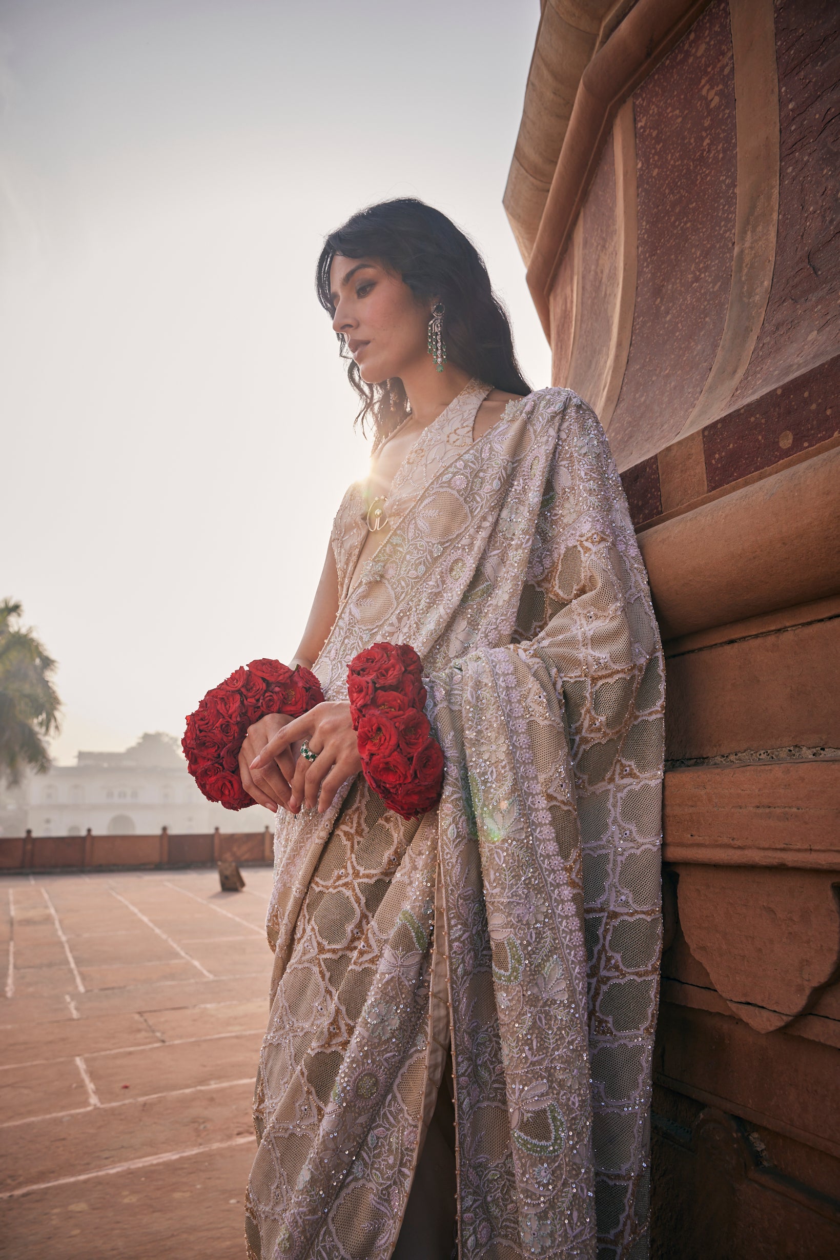 Ruhani Saree - Ivory Georgette Do-Taar Chikankari Saree