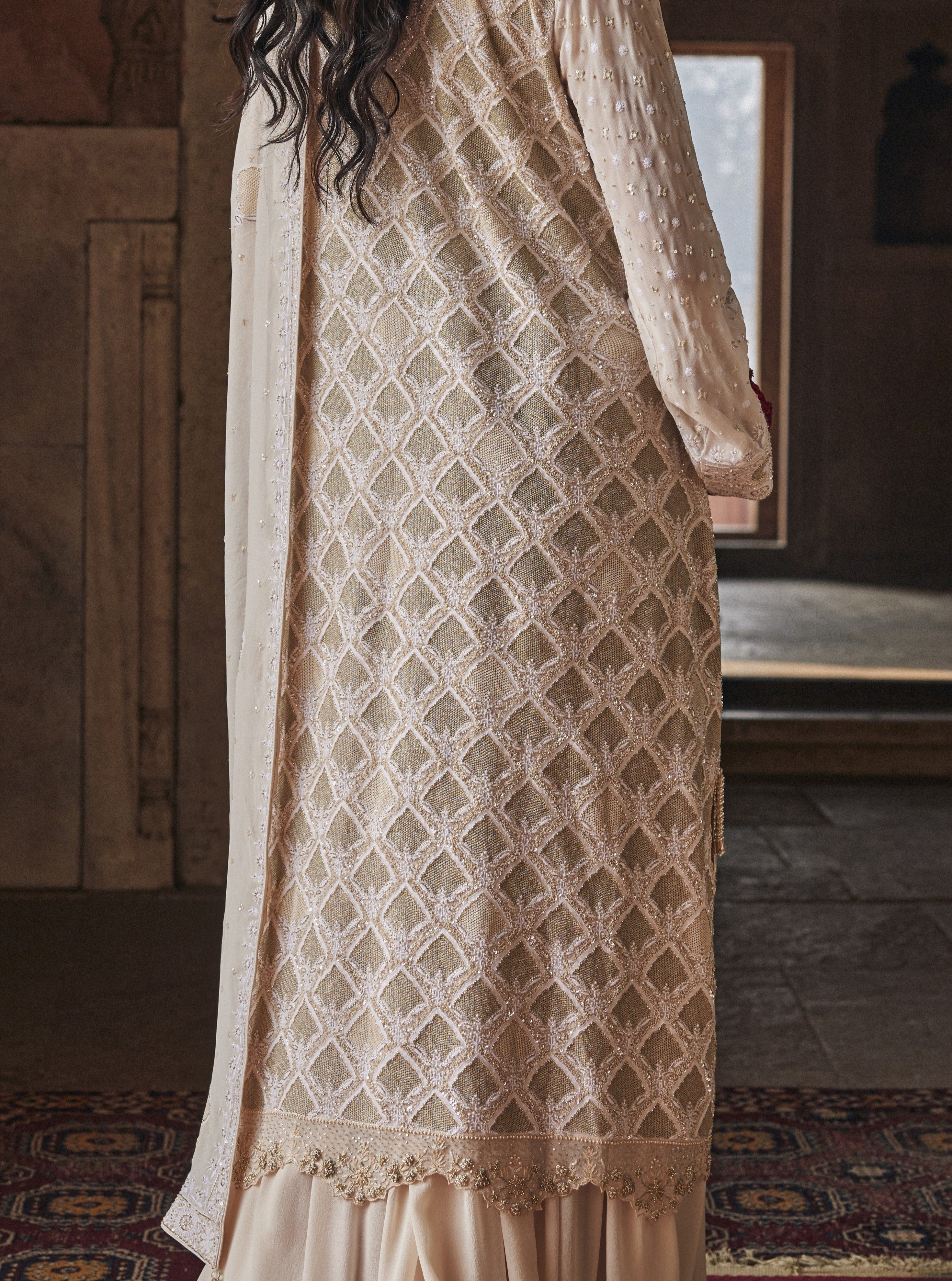 Ira Sharara Set - Do-Taar Kasab Jaali Sharara Set