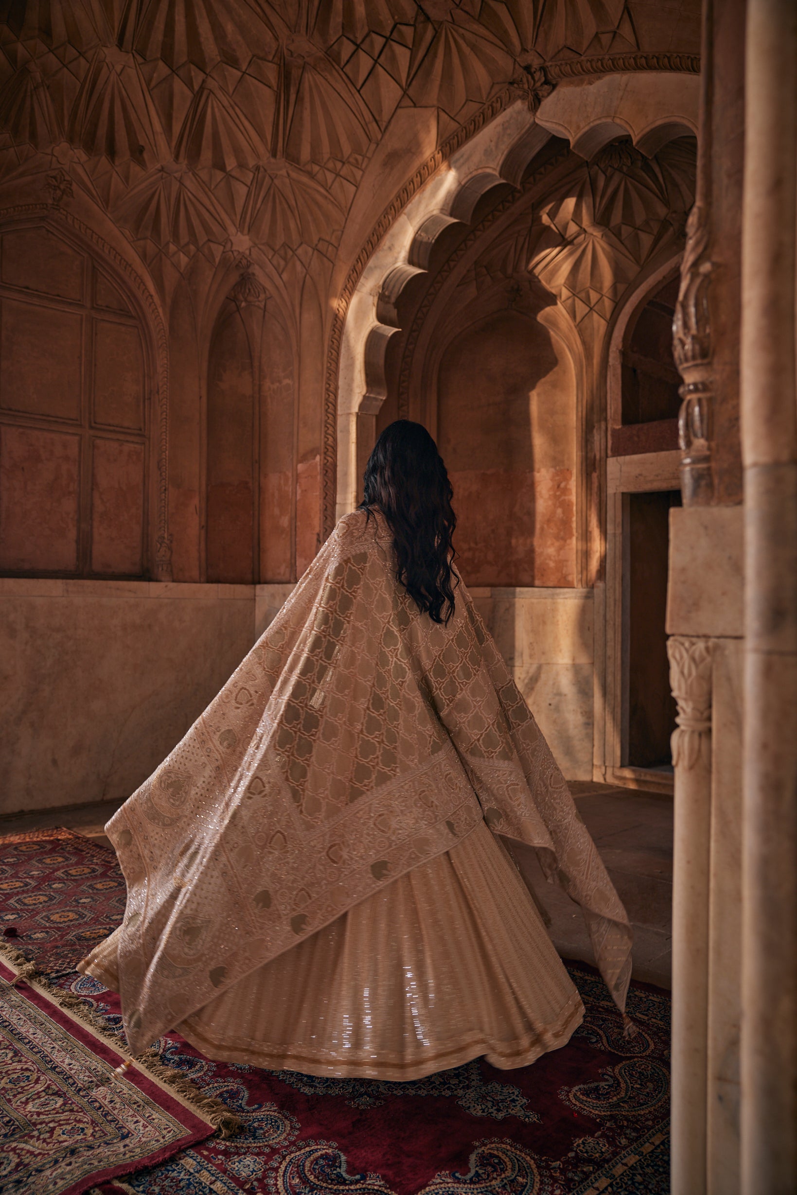 Mahnoor Lehenga Set -  Ivory Gold Signature Chand Dupatta Lehenga Set