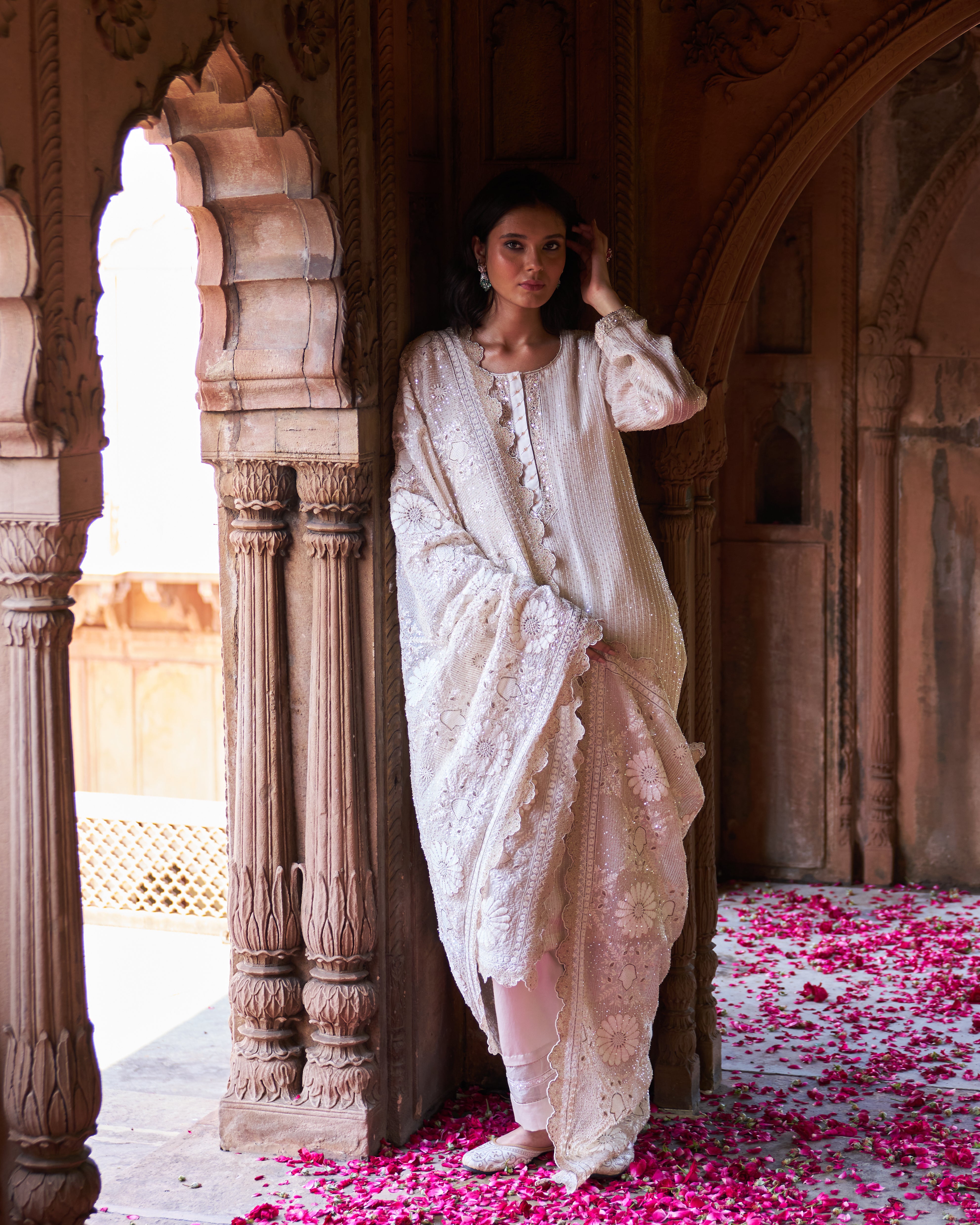 Ivory Organza Chikankari Kurta Set