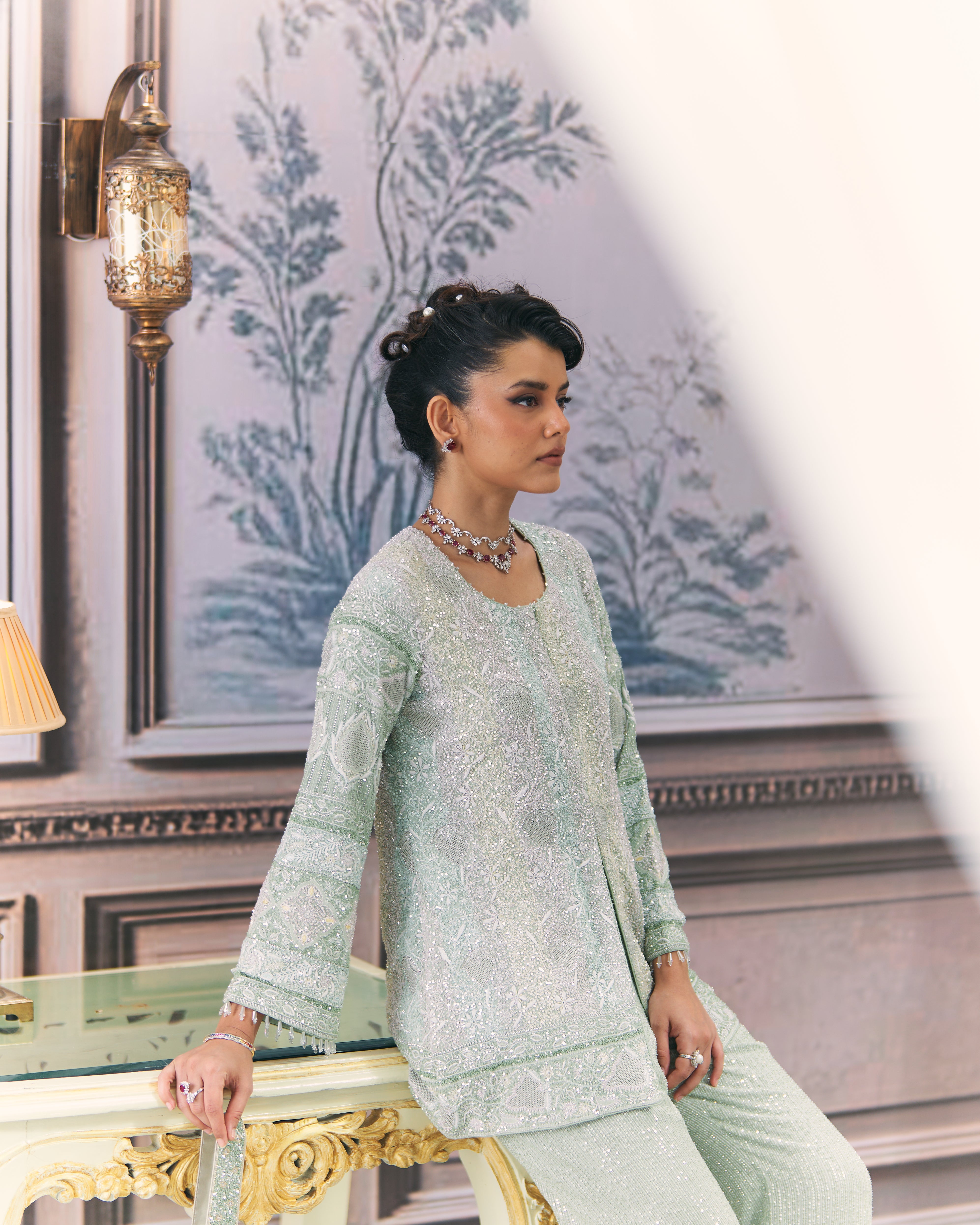 Multicolour Chikankari Gilet Co-Ord Set