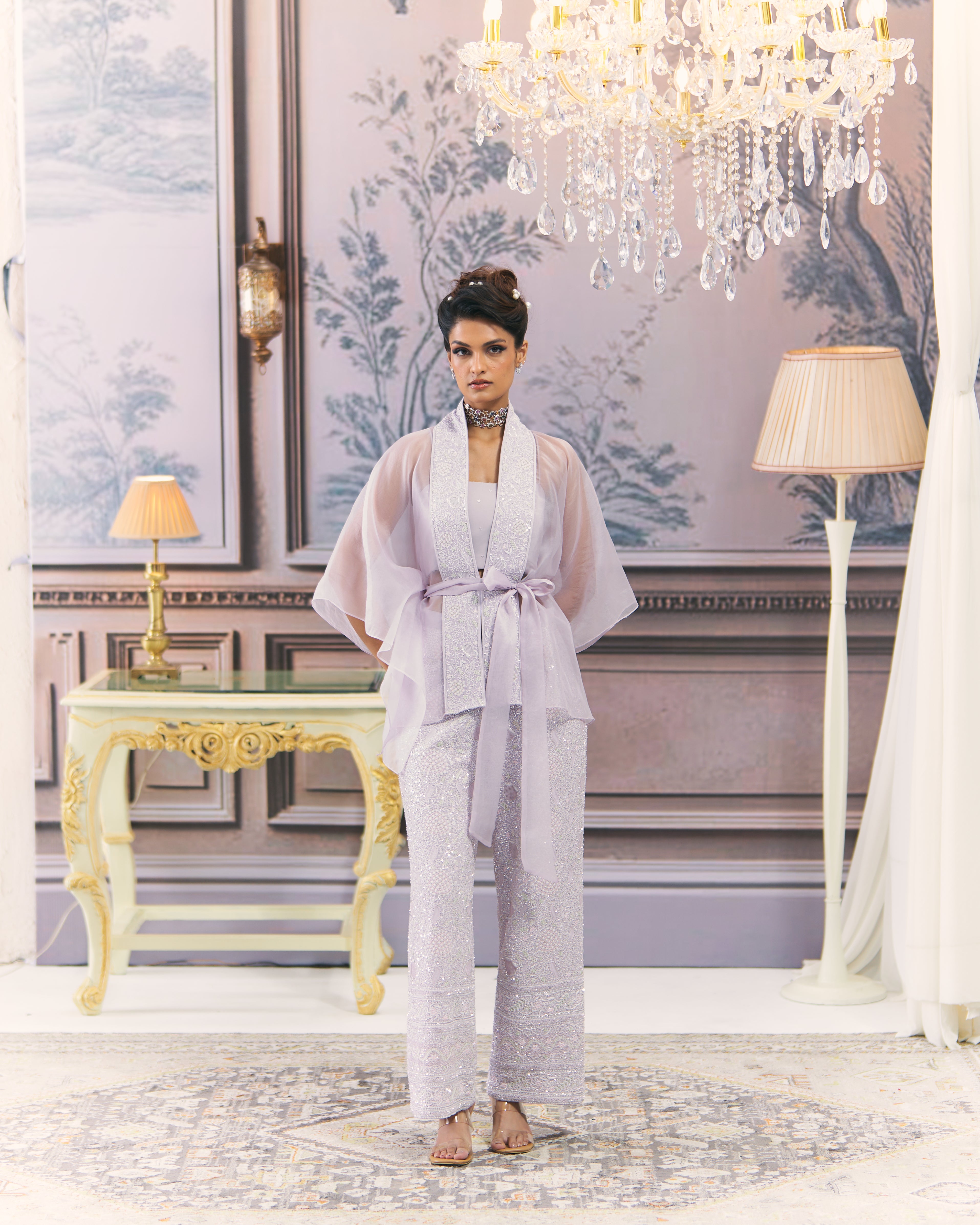 Chikankari Statement Pant and Sheer Shirt co-ord set