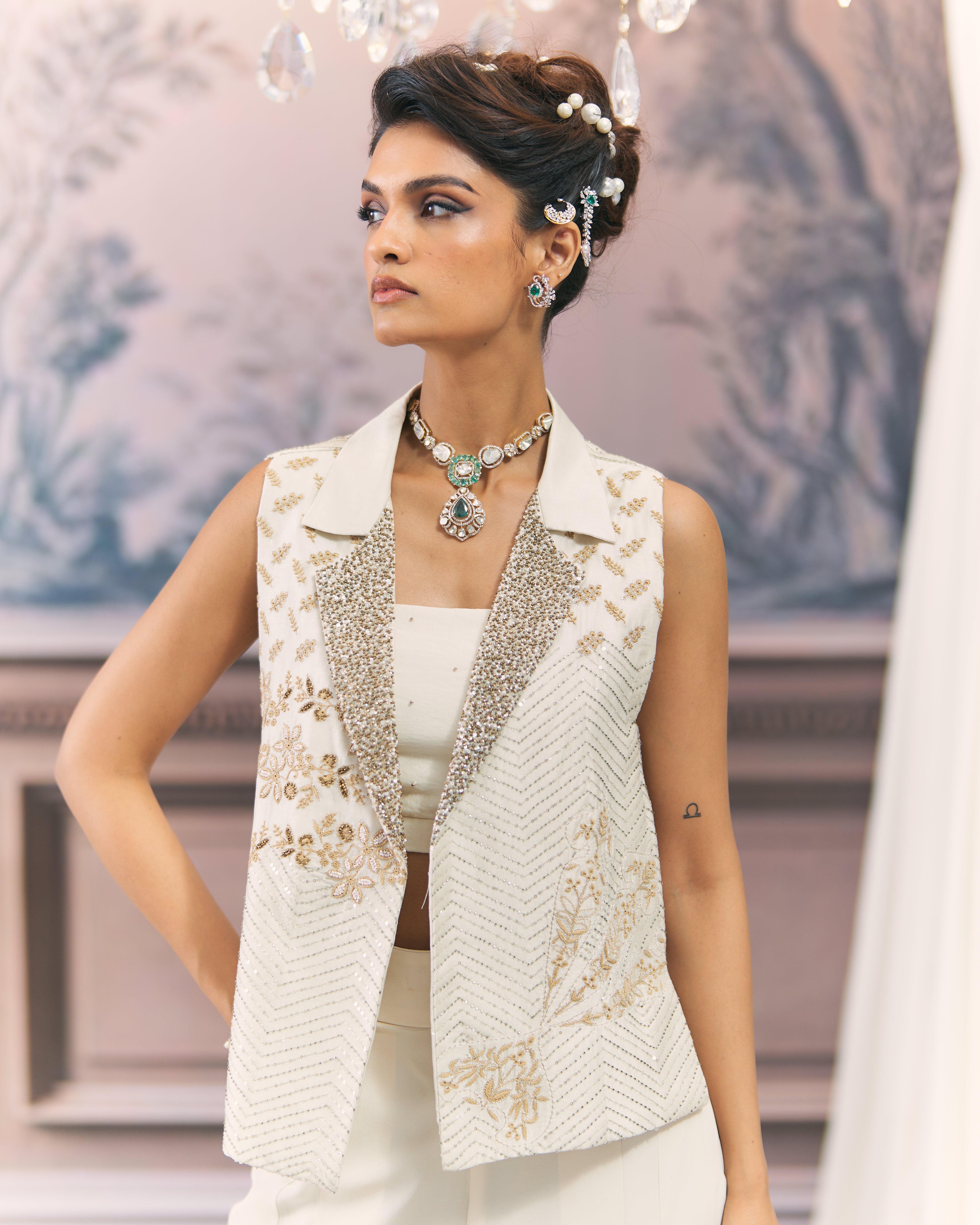 Statement Chikankari Jacket Set