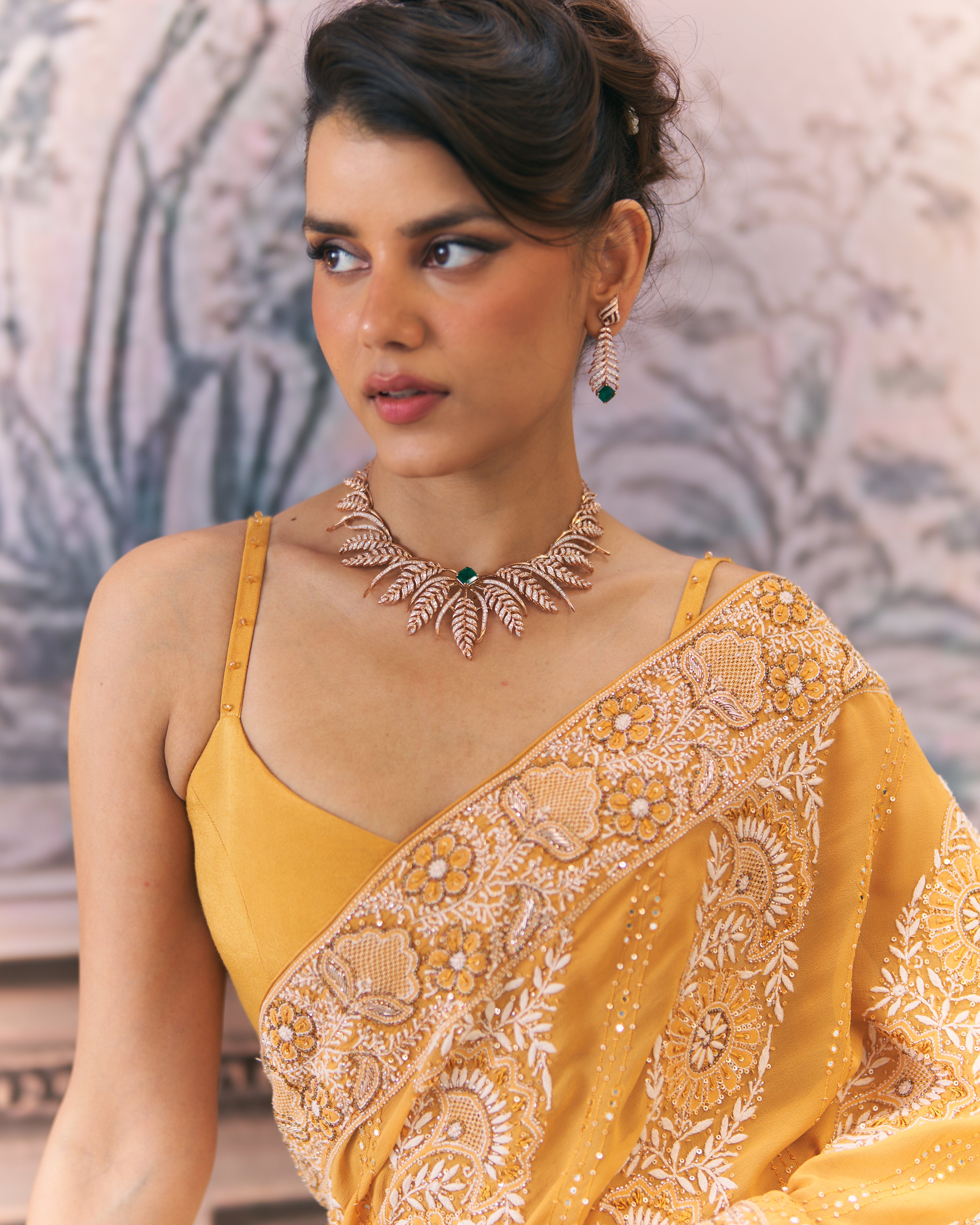 Amber Chikankari Leheriya Saree