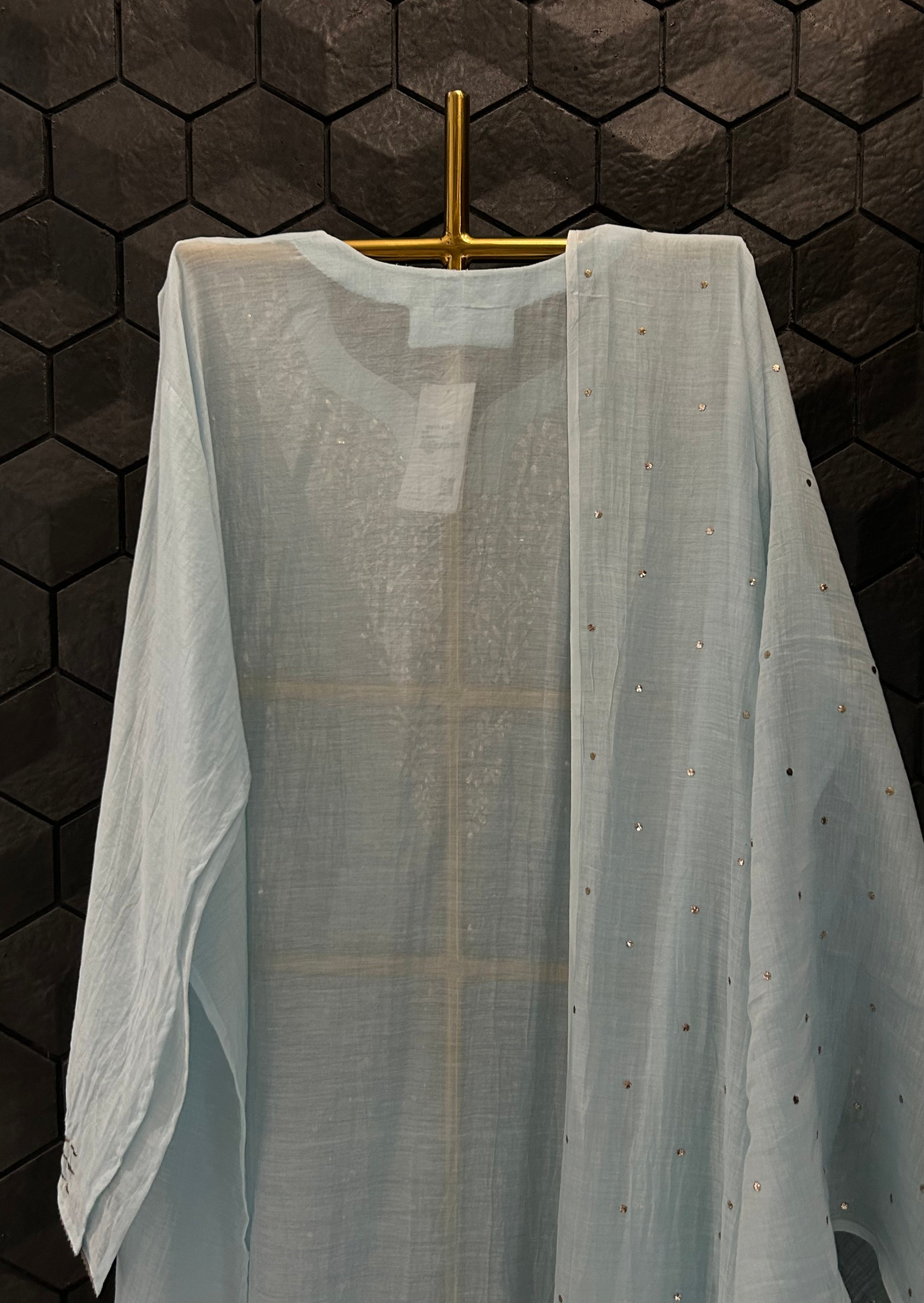 Sky Blue Mul Chanderi Mukaish Kurta Set