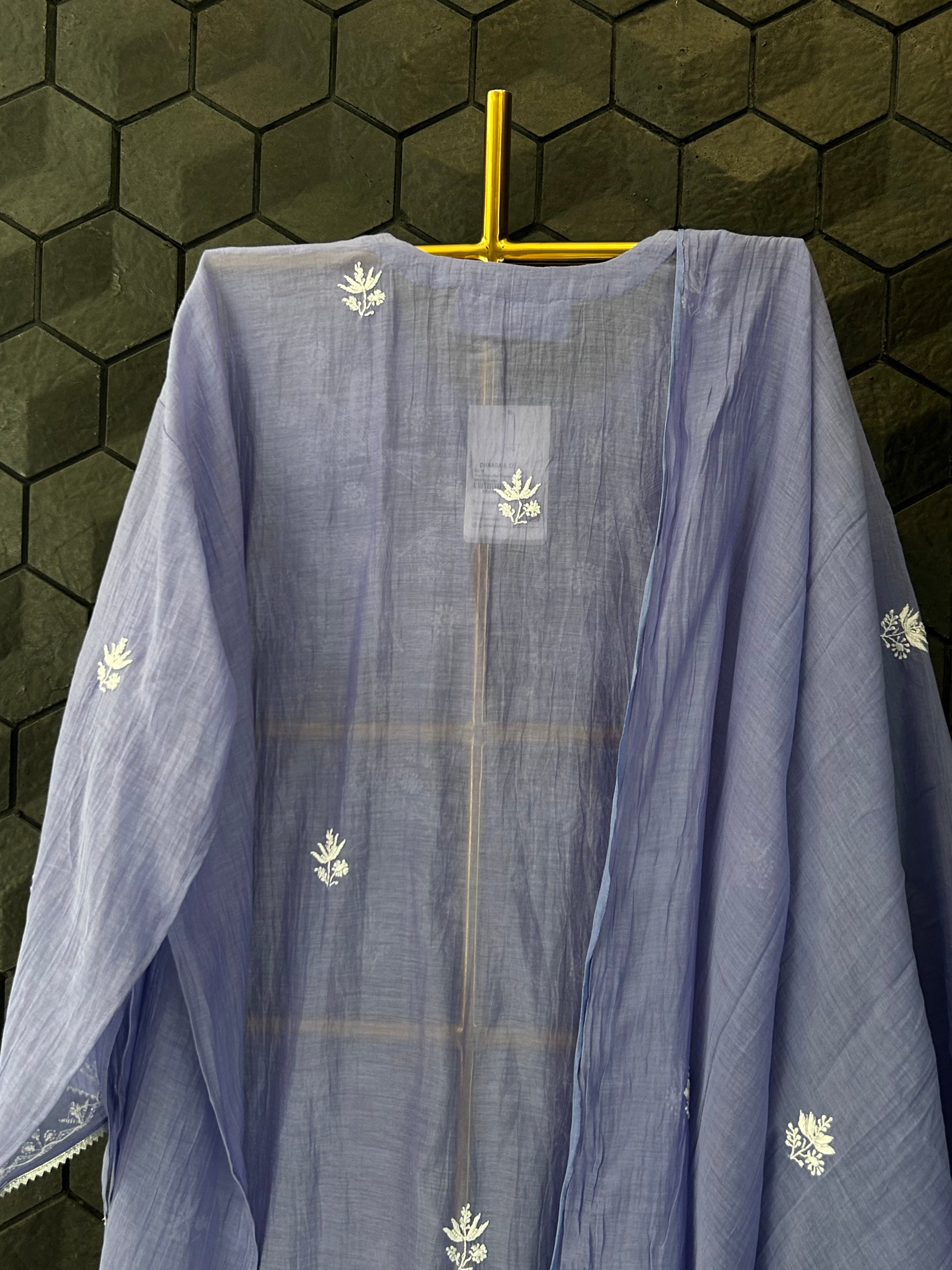 New Purple Mul Chanderi Chikankari Kurta Set