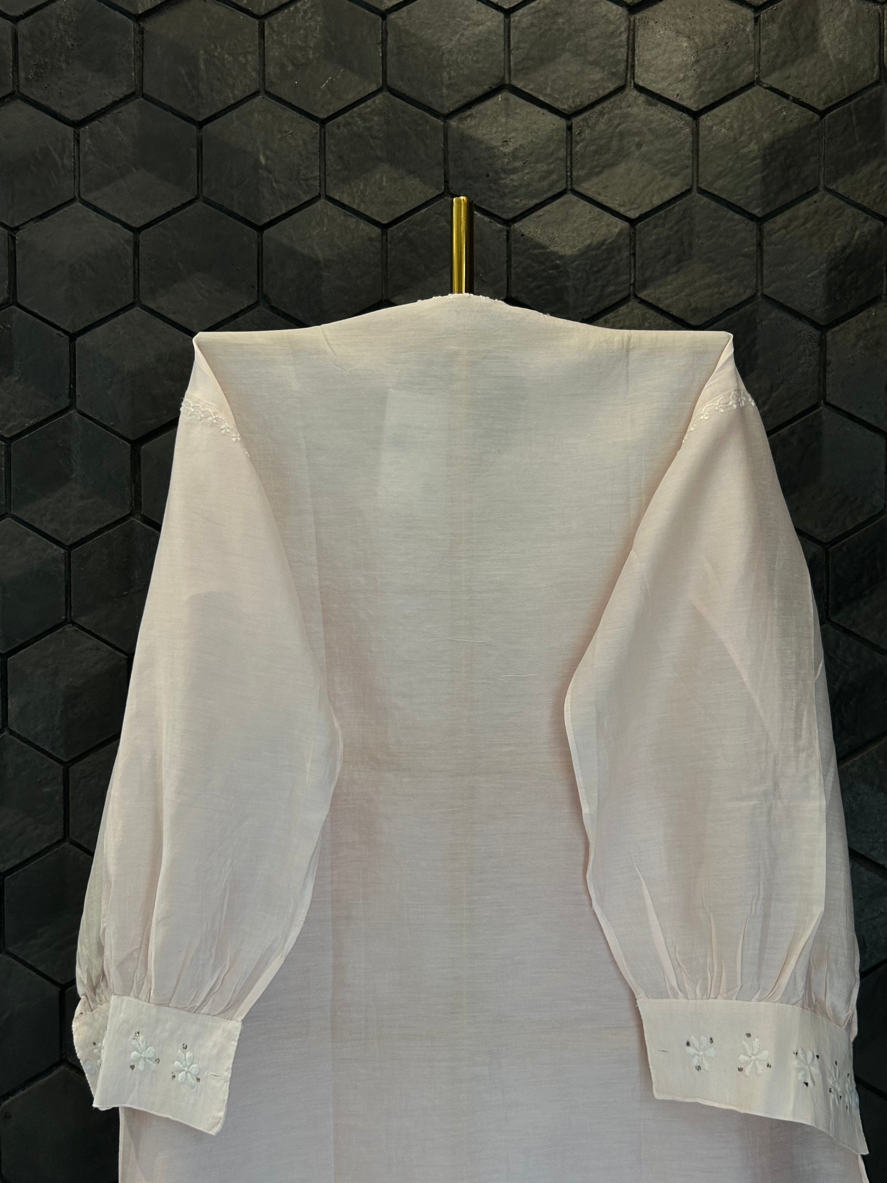 Pink Chanderi Chikankari And Mukaish Co-ord Set