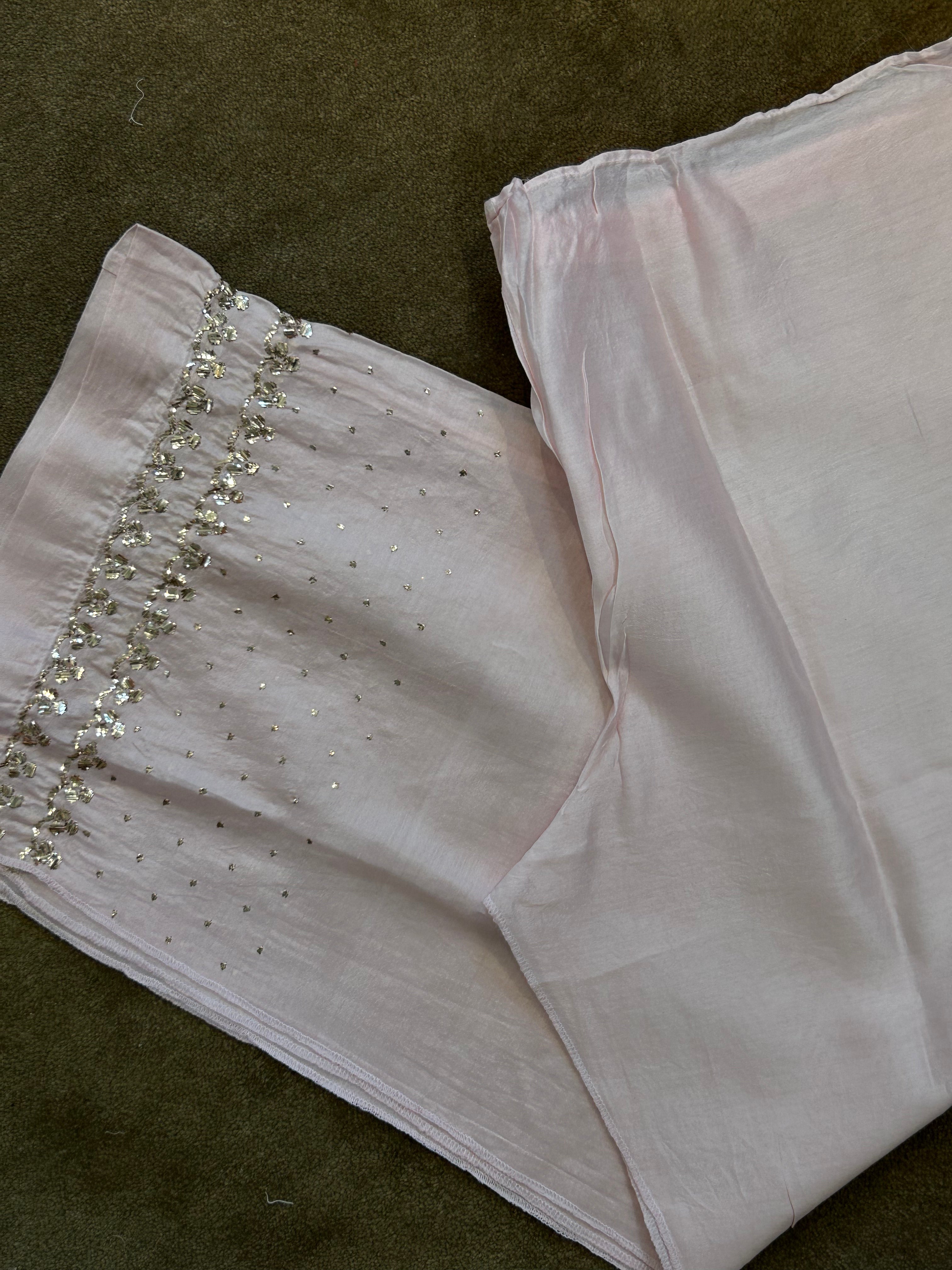Pink Chanderi Chikankari And Mukaish Co-ord Set