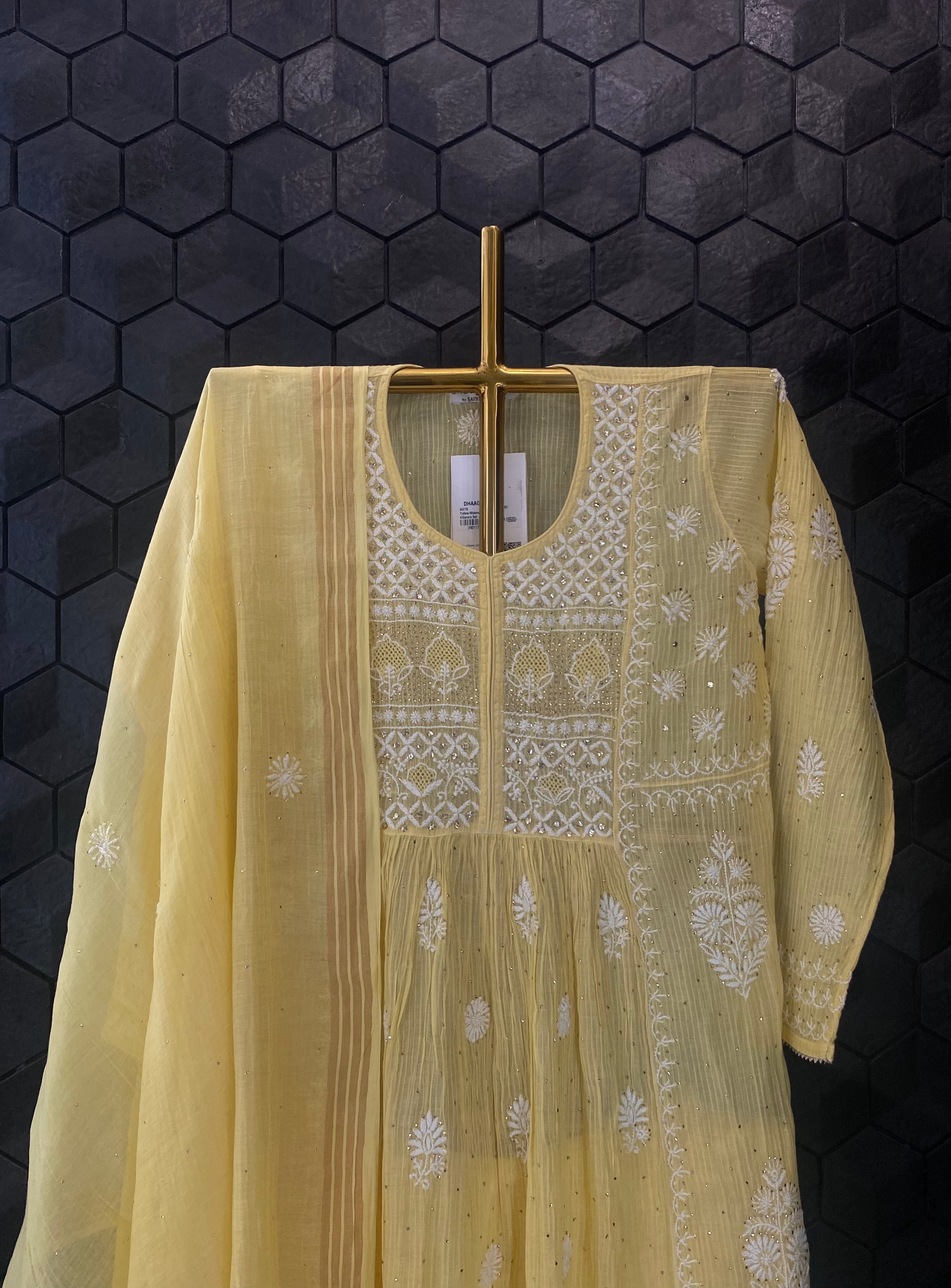 Yellow Maheshwari Chikankari Sharara Set