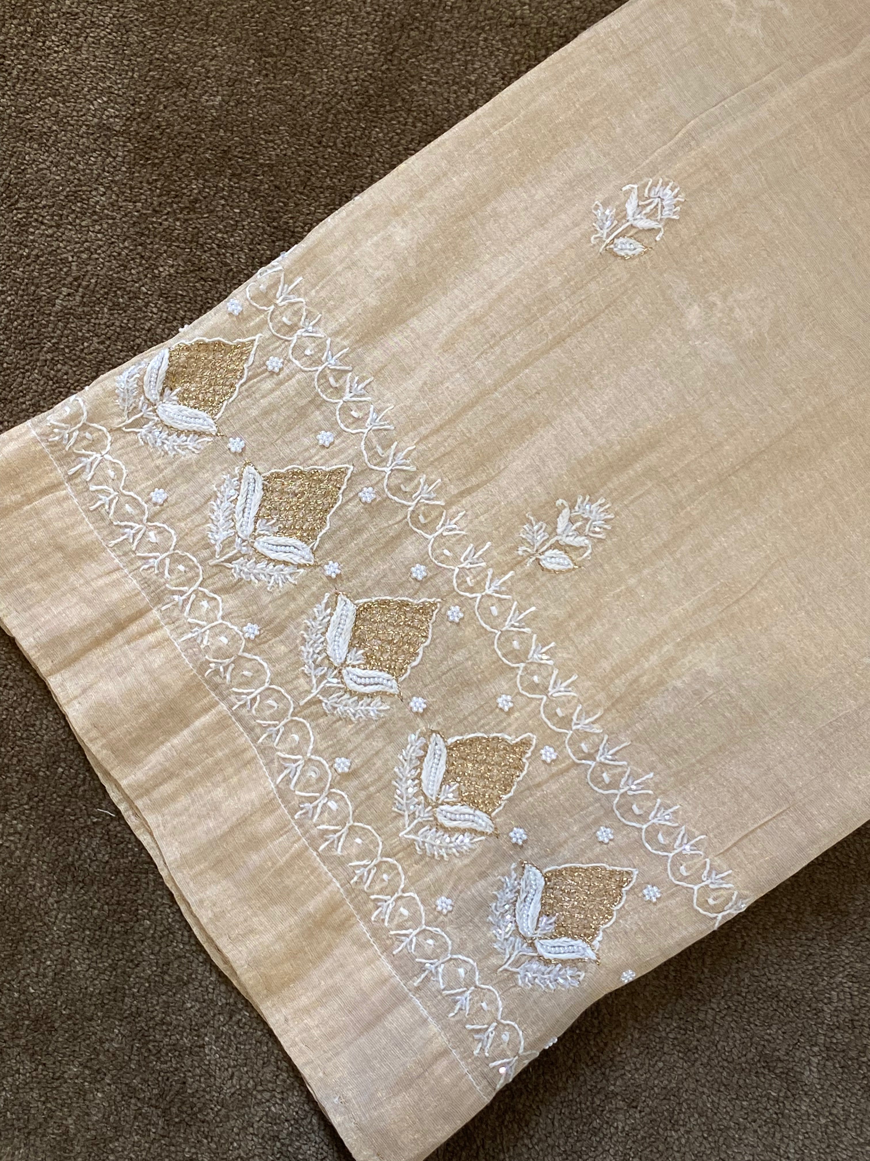 Golden Tissue Chikankari Co-ord Set