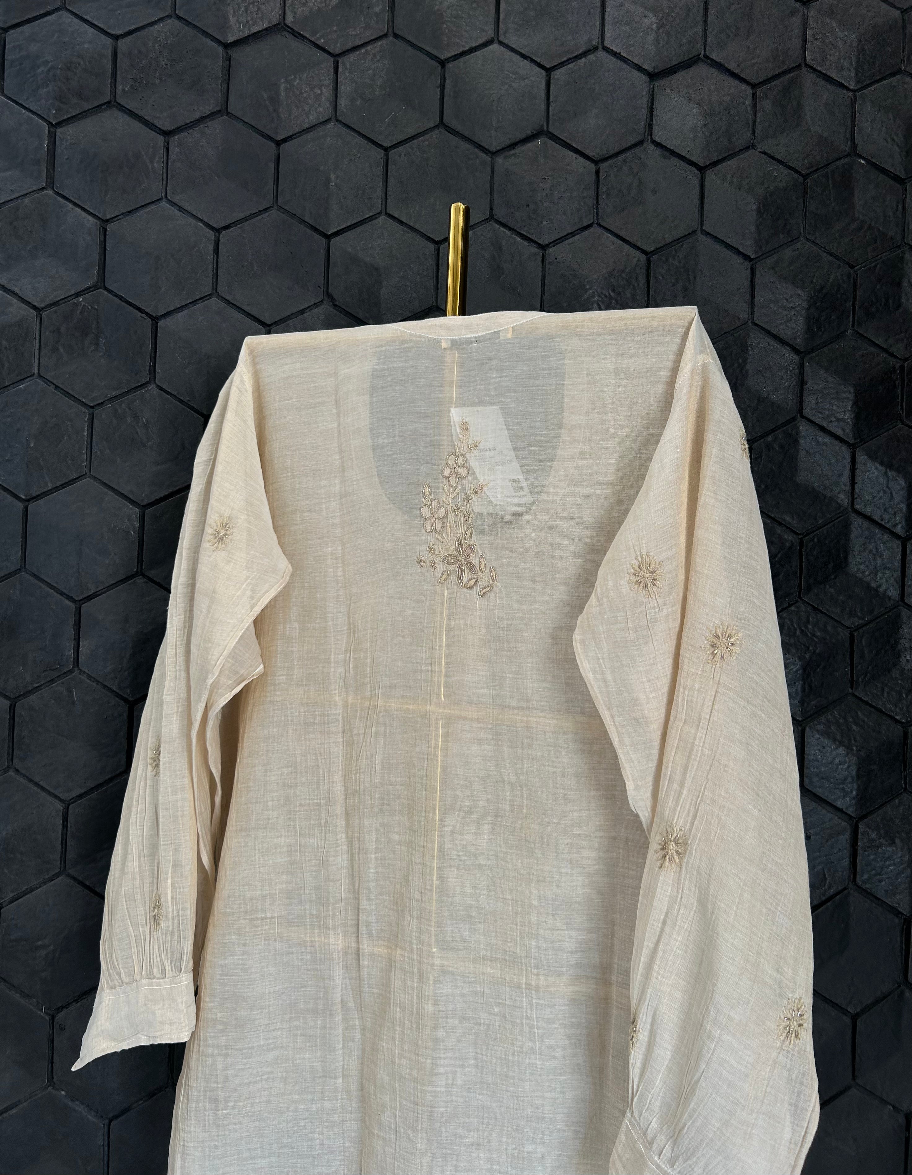 Gold Tissue Chikankari Co-Ord Set