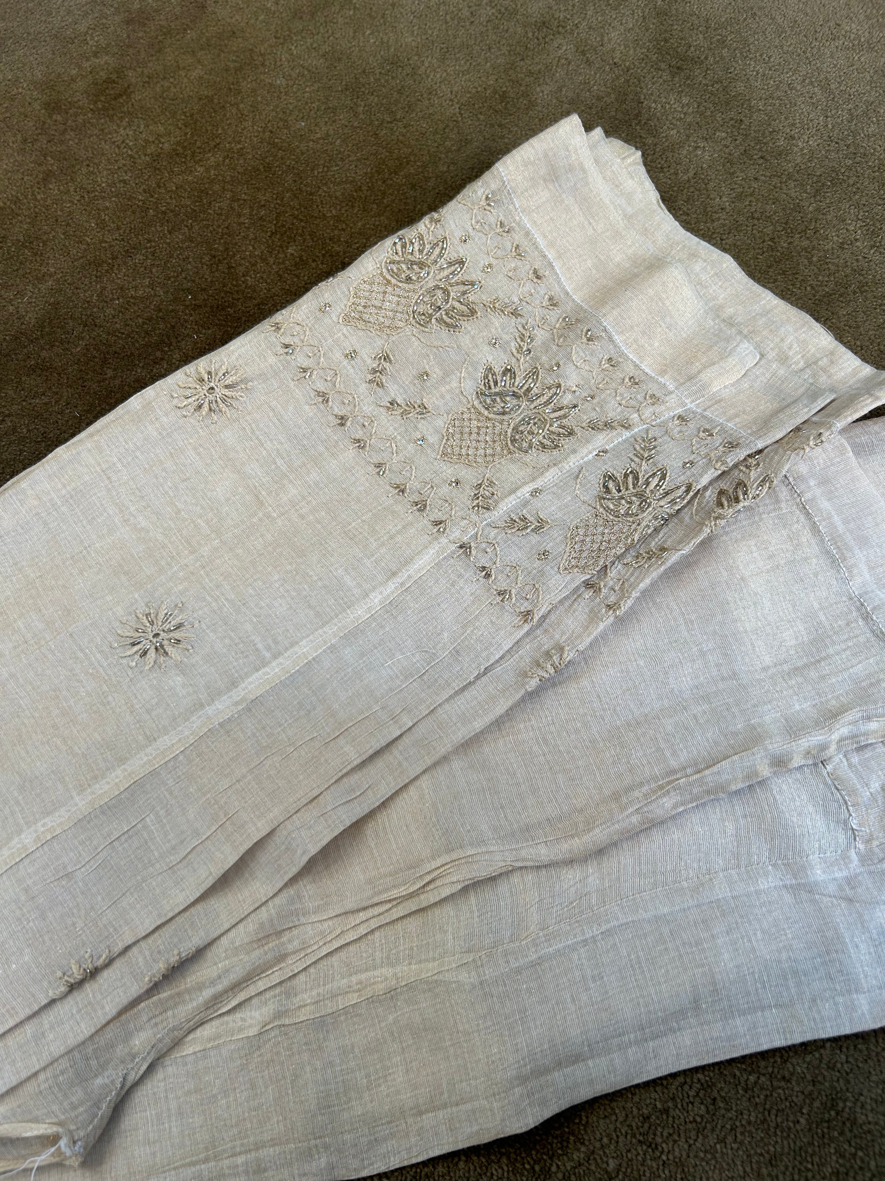 Gold Tissue Chikankari Co-Ord Set